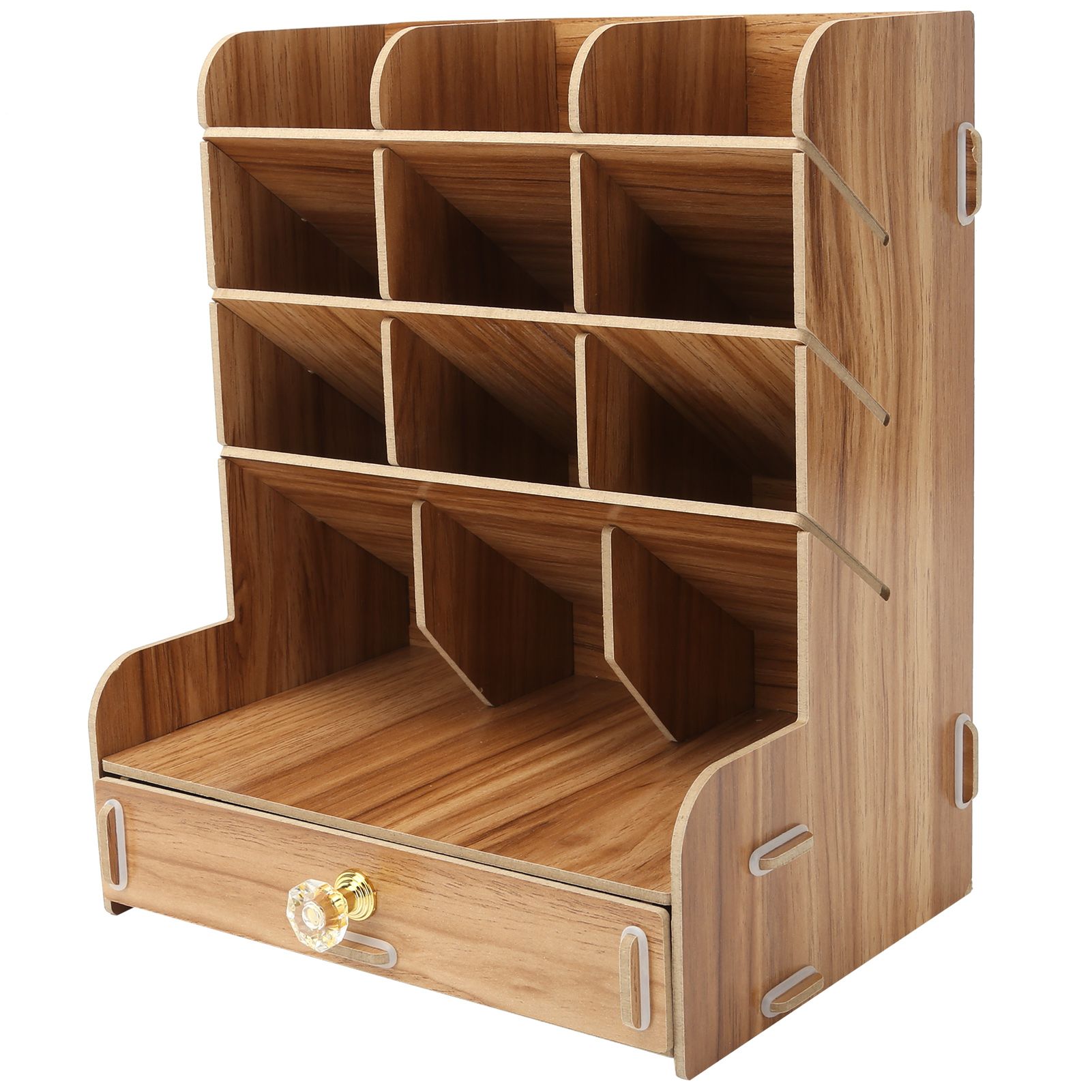 Wood Desktop Bookshelf Multi Function Pen Holder Stationery Box for Home view 5