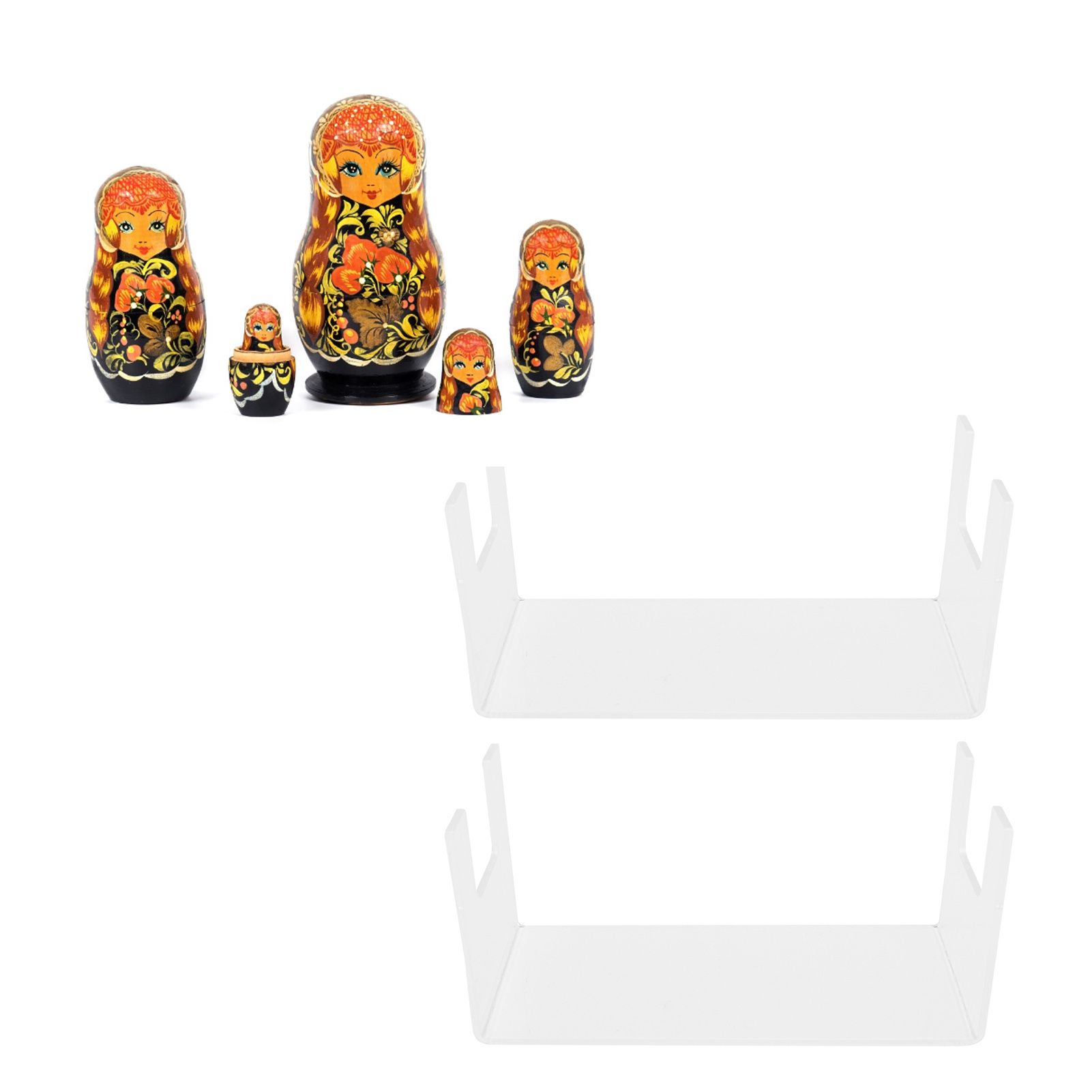 2Pcs Acrylic Display Rack Transparent Toys Dolls Jewelry Stand Shelf for Bedroom view 11