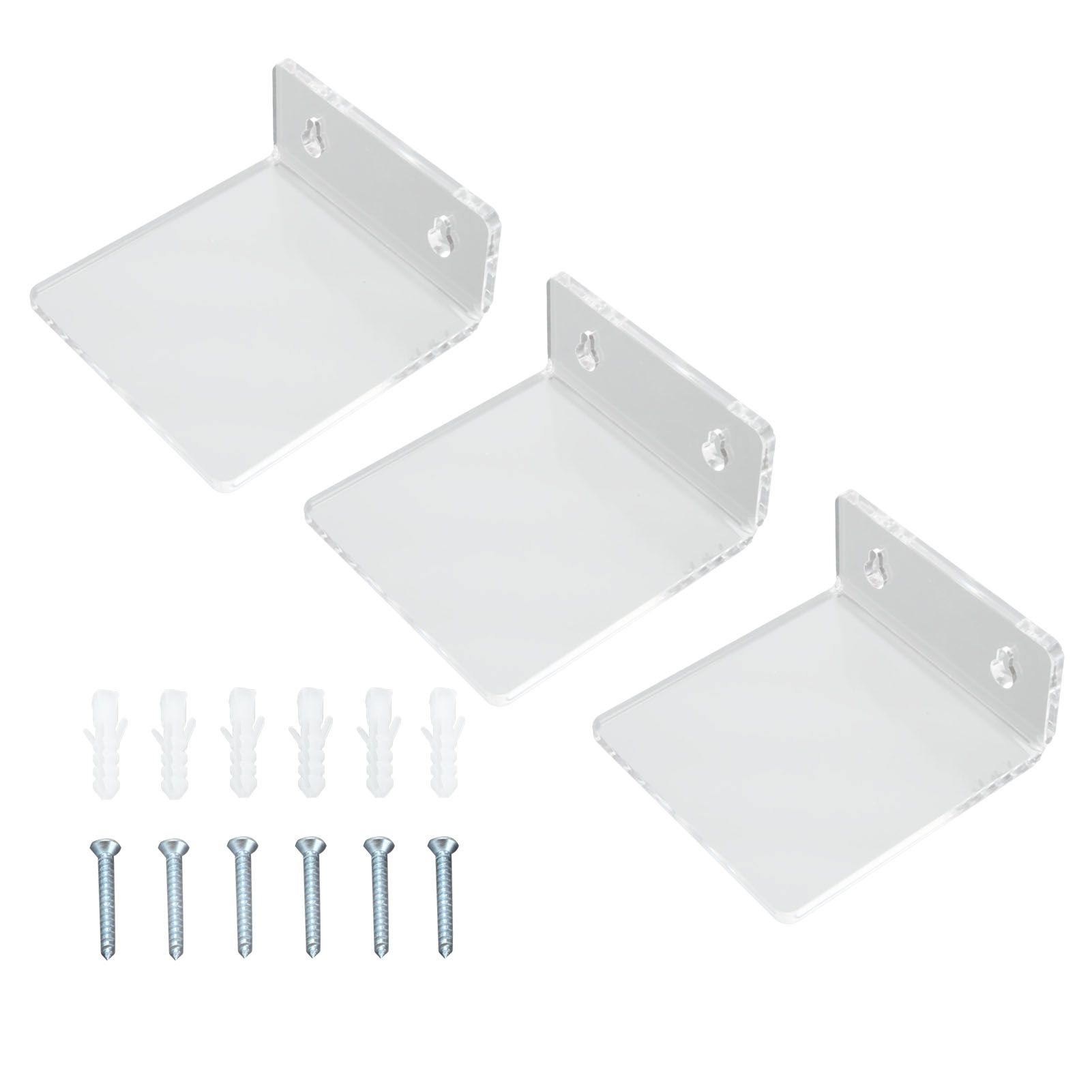3PCS Clear Acrylic Display Rack Wall Mounted Floating Shelf for Home Toys view 3