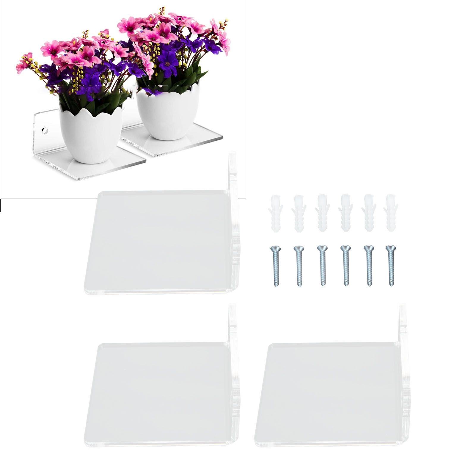 3PCS Clear Acrylic Display Rack Wall Mounted Floating Shelf for Home Toys view 11