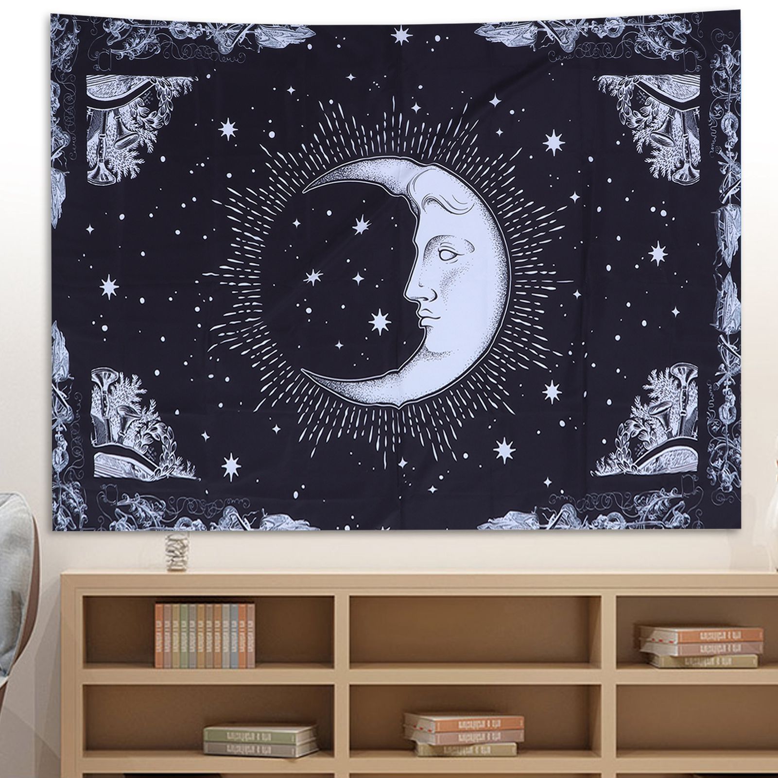 Wall Hanging Tapestry MoonPattern Background Decoration for Living Room view 11