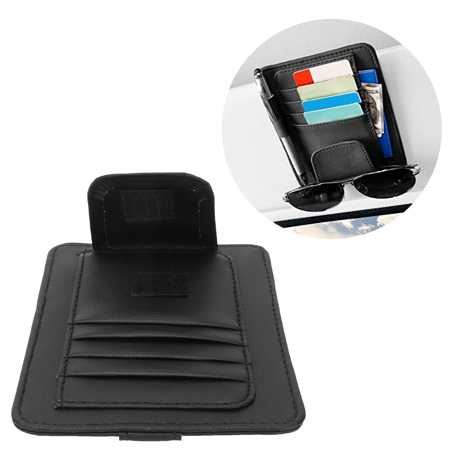 Car Visor Organizer Holder Multifunction Universal Glasses Card Storage Bag Black view 12