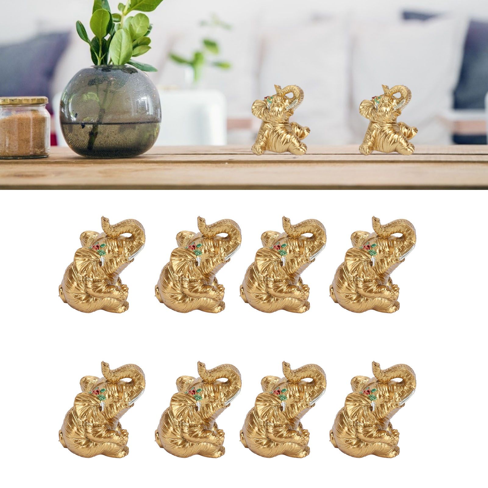 8Pcs Resin Elephant Statue Decor Innovative Home Table Decoration Ornament view 12