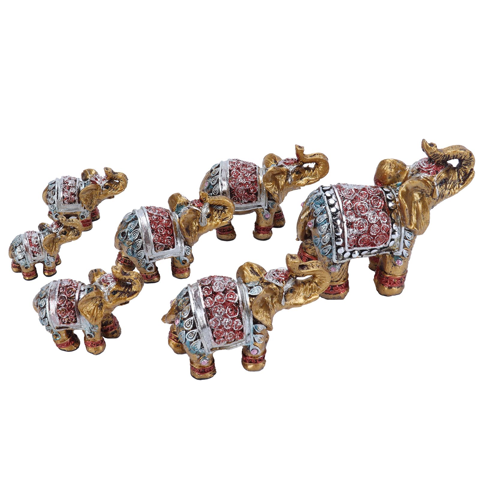 7Pcs Cute Resin Elephant Statue Decor Vivid Ornament Craft Gift for Home Table view 2