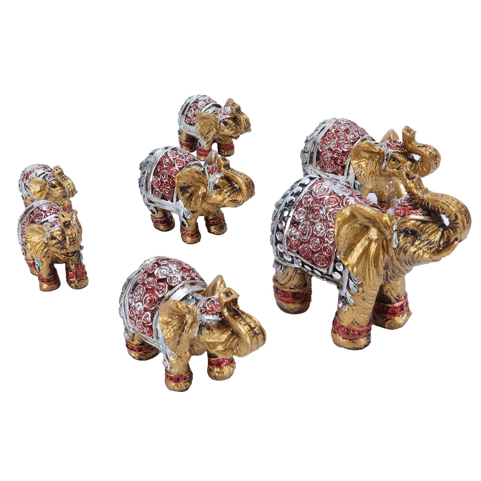 7Pcs Cute Resin Elephant Statue Decor Vivid Ornament Craft Gift for Home Table view 3