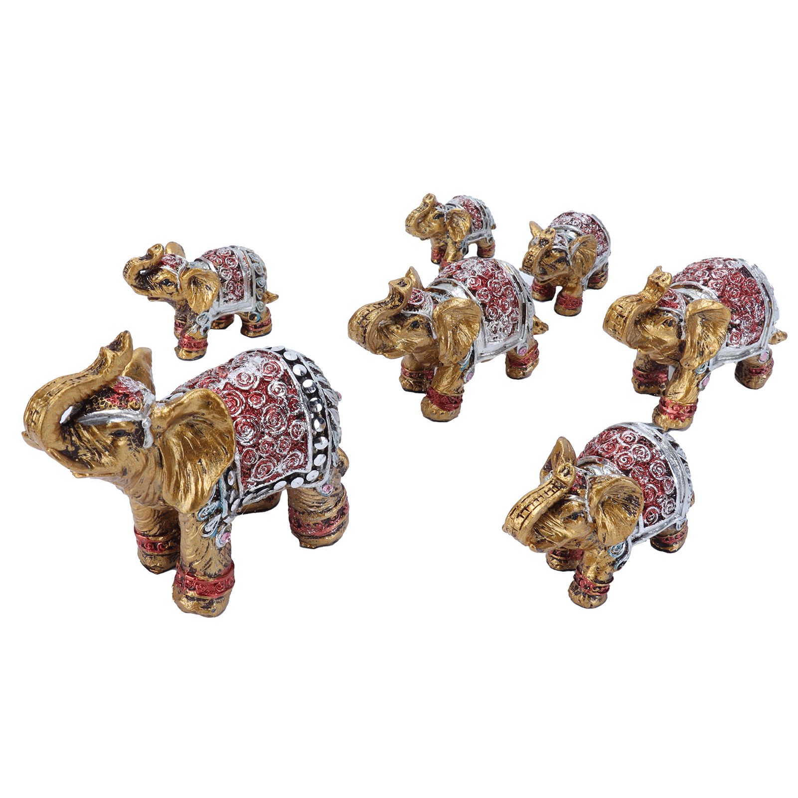 7Pcs Cute Resin Elephant Statue Decor Vivid Ornament Craft Gift for Home Table view 4