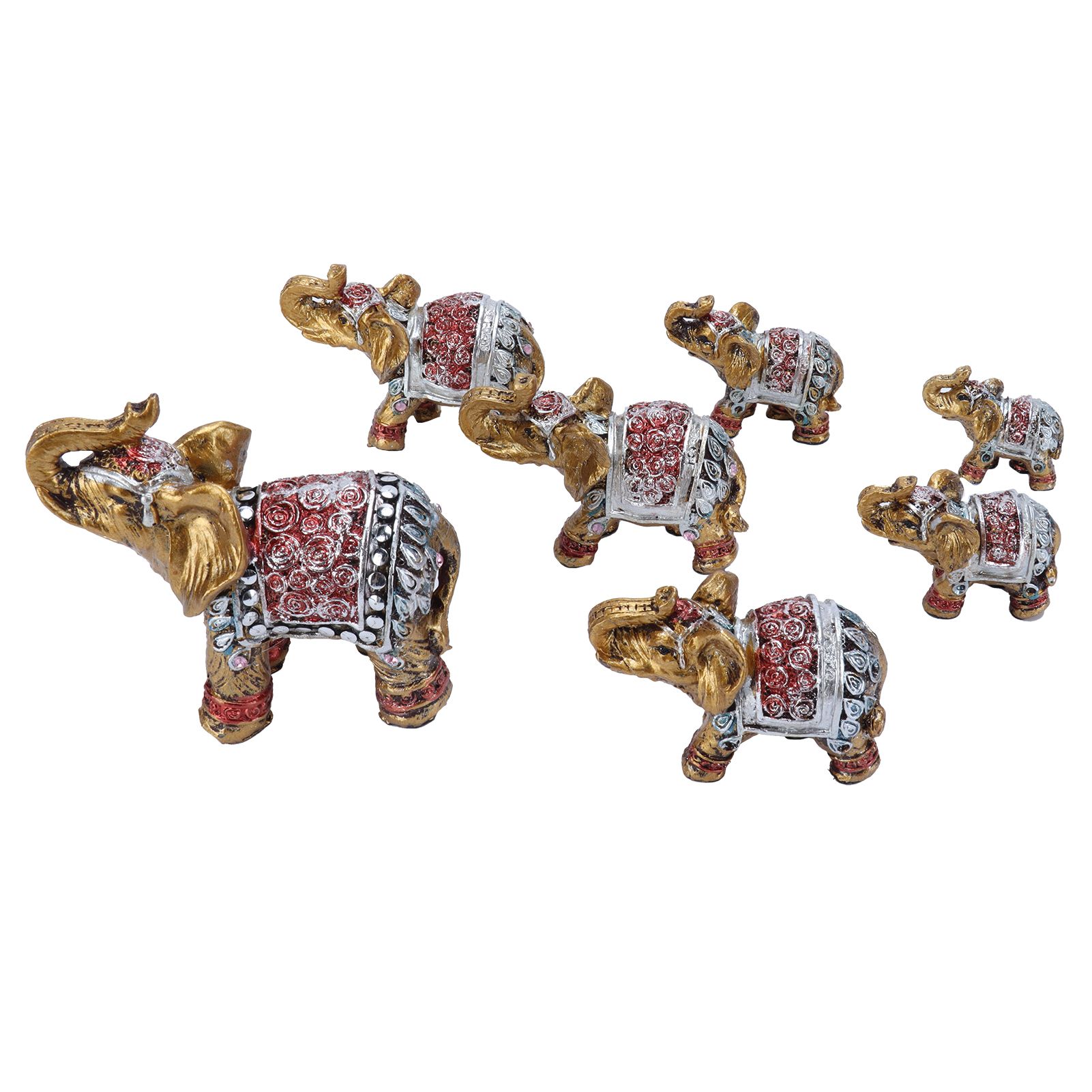 7Pcs Cute Resin Elephant Statue Decor Vivid Ornament Craft Gift for Home Table view 5