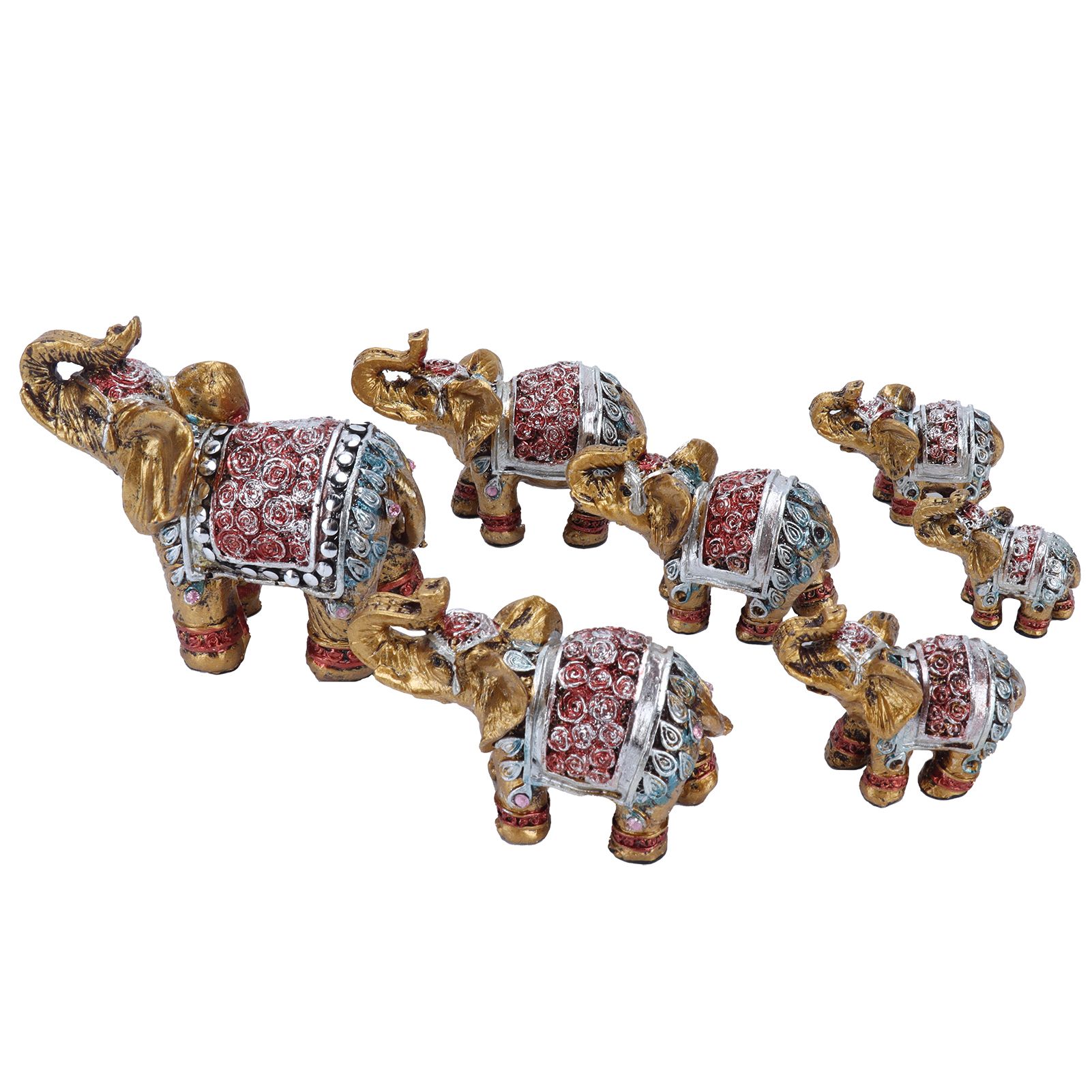 7Pcs Cute Resin Elephant Statue Decor Vivid Ornament Craft Gift for Home Table view 6