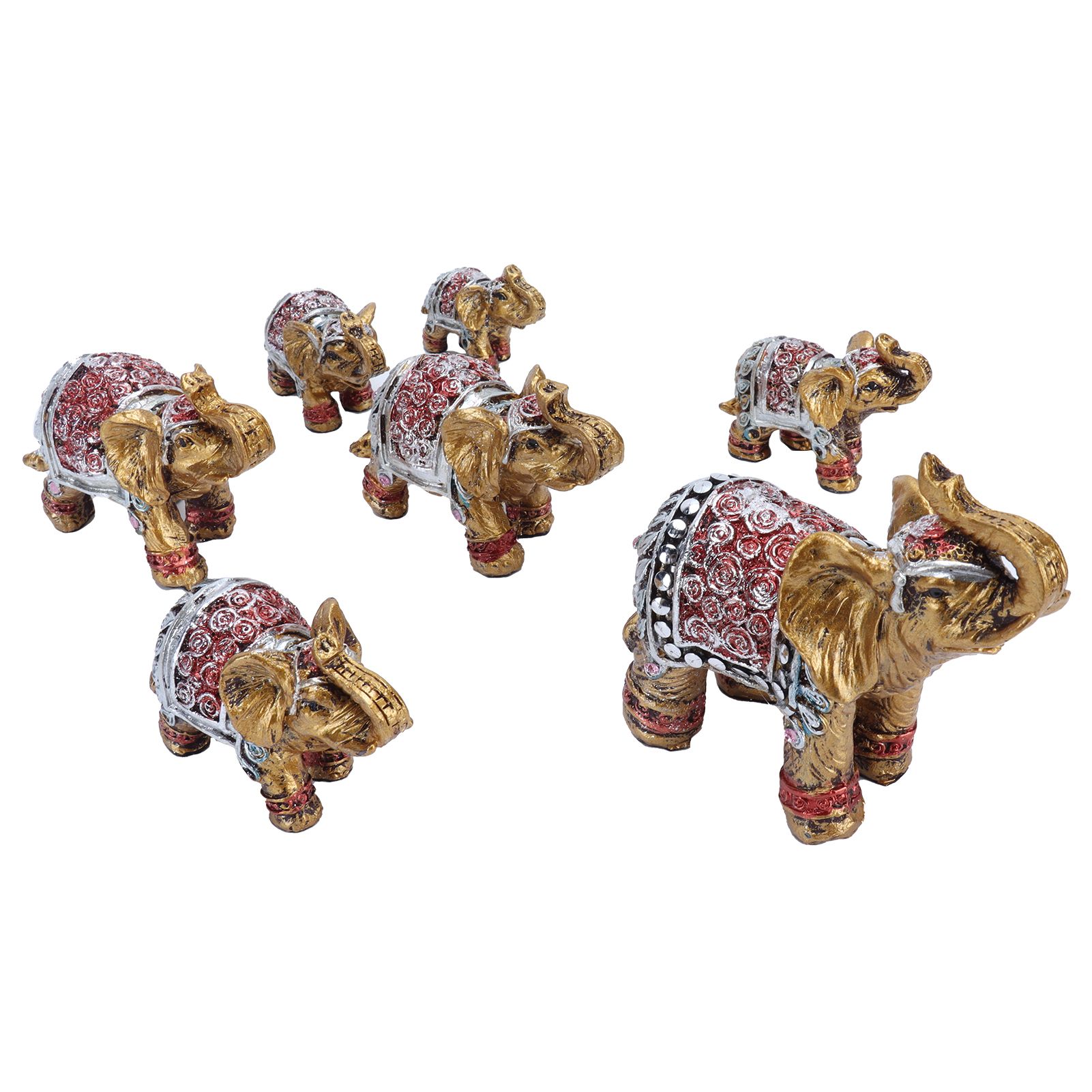7Pcs Cute Resin Elephant Statue Decor Vivid Ornament Craft Gift for Home Table view 8