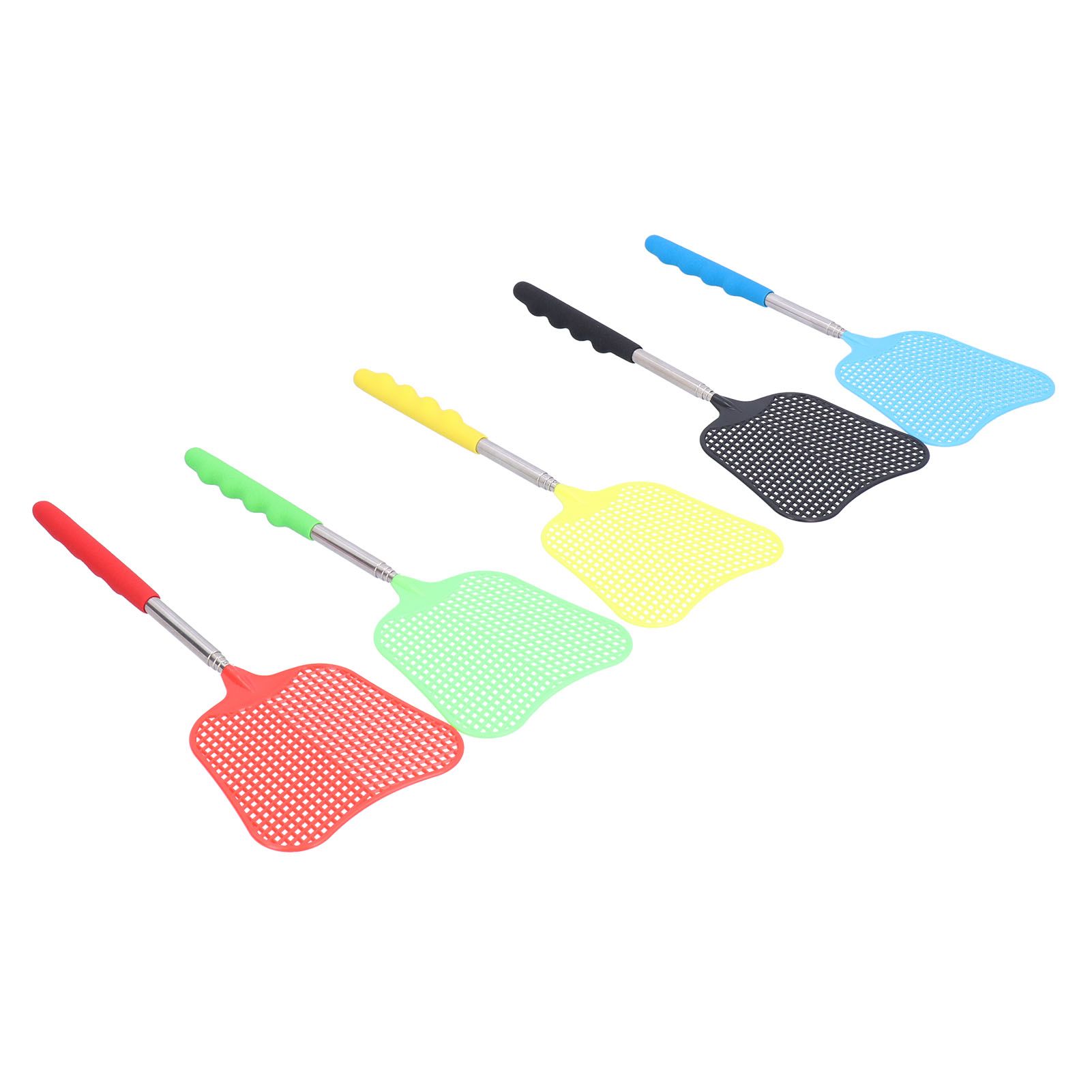 5PCS Plastic Fly Swatter with Retractable Rod Thicken PlantainShaped Fly view 5