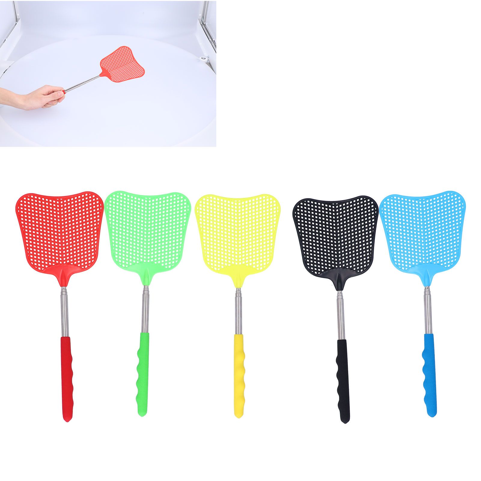 5PCS Plastic Fly Swatter with Retractable Rod Thicken PlantainShaped Fly view 11