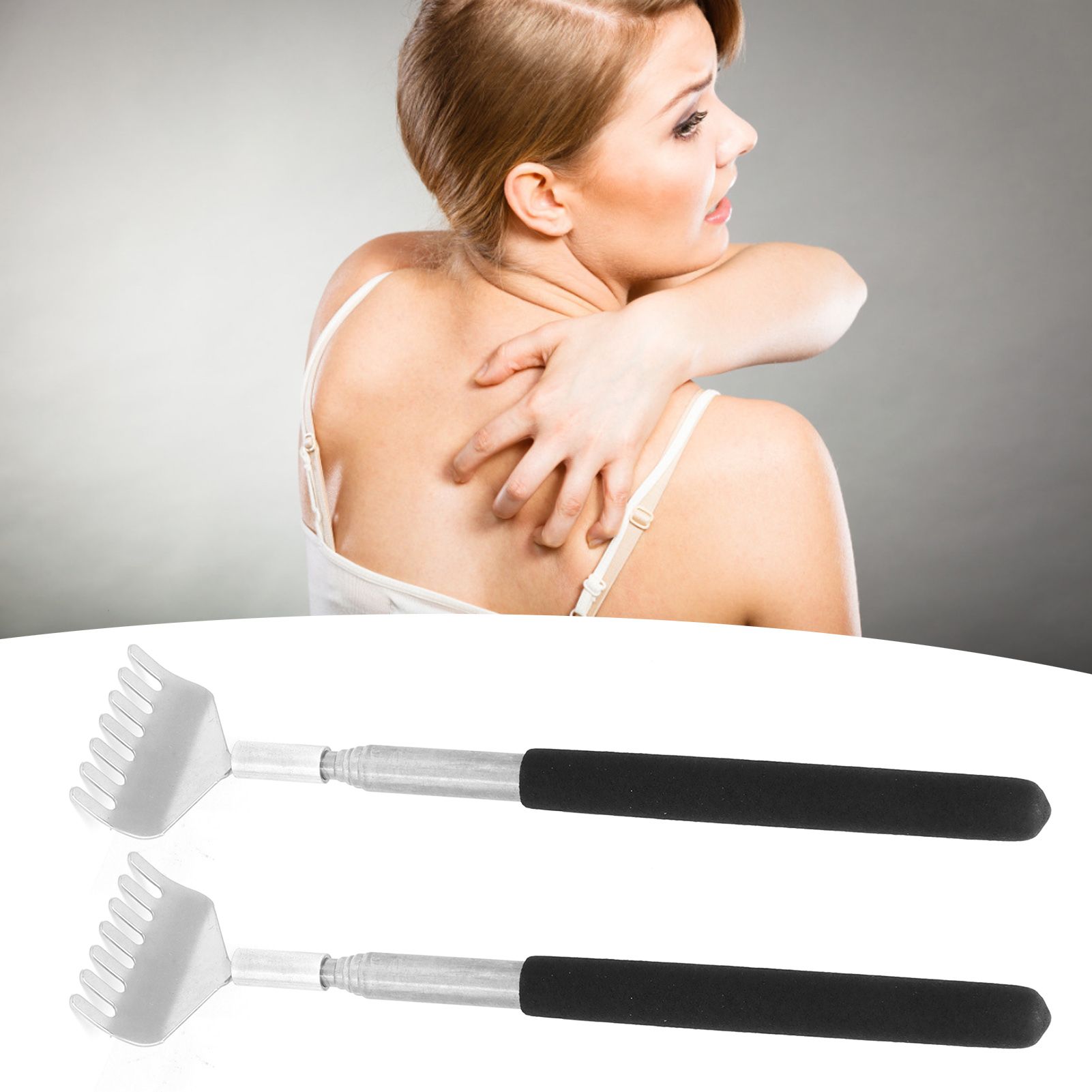 2Pcs Retractable Back Scratcher Portable Stainless Steel Scratching Tool 20‑68cm view 11