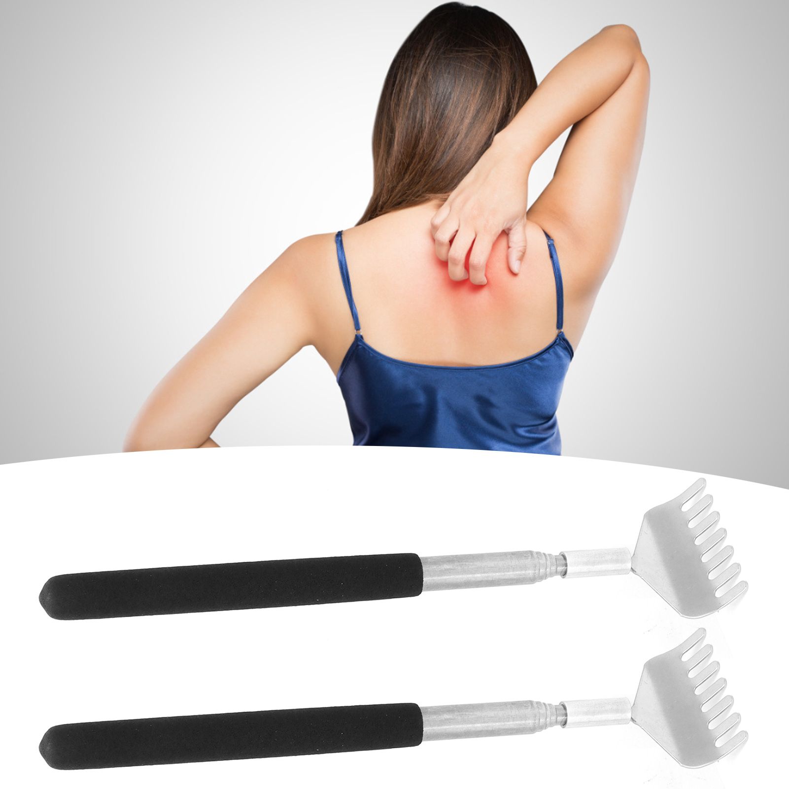 2Pcs Retractable Back Scratcher Portable Stainless Steel Scratching Tool 20‑68cm view 12