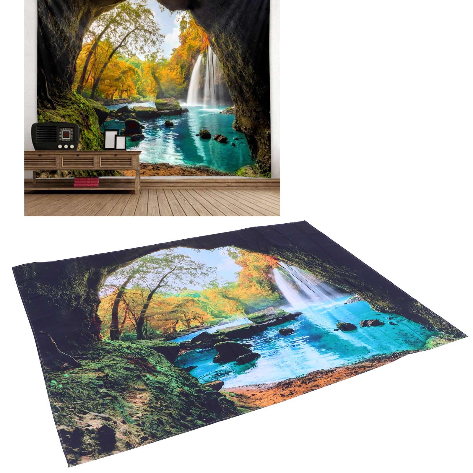 Cave River Landscape Pattern Tapestry Wall Hanging Wall Blanket for Bedroom view 12