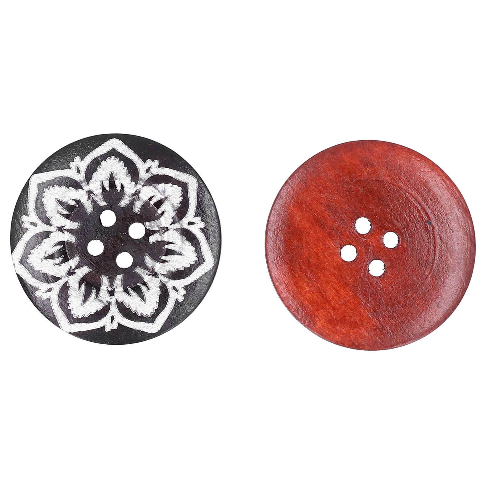 10Pcs Round Buttons Mixed Pattern Carving 4‑Holes Button DIY Art Crafts Supplies view 13