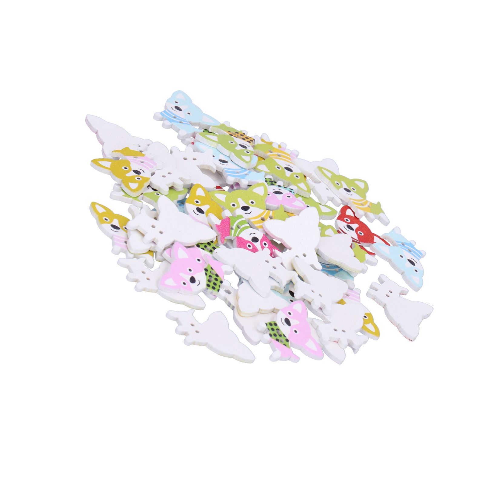 50Pcs Mixed Wooden Buttons Cartoon Dog Shape Button DIY HandSewn Clothes view 6
