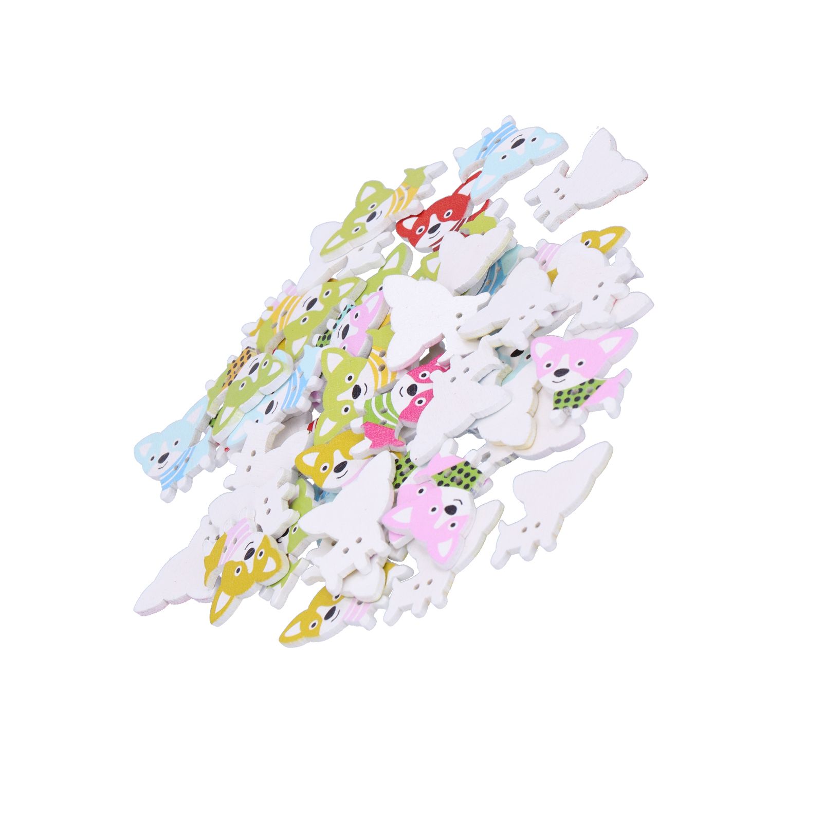 50Pcs Mixed Wooden Buttons Cartoon Dog Shape Button DIY HandSewn Clothes view 7