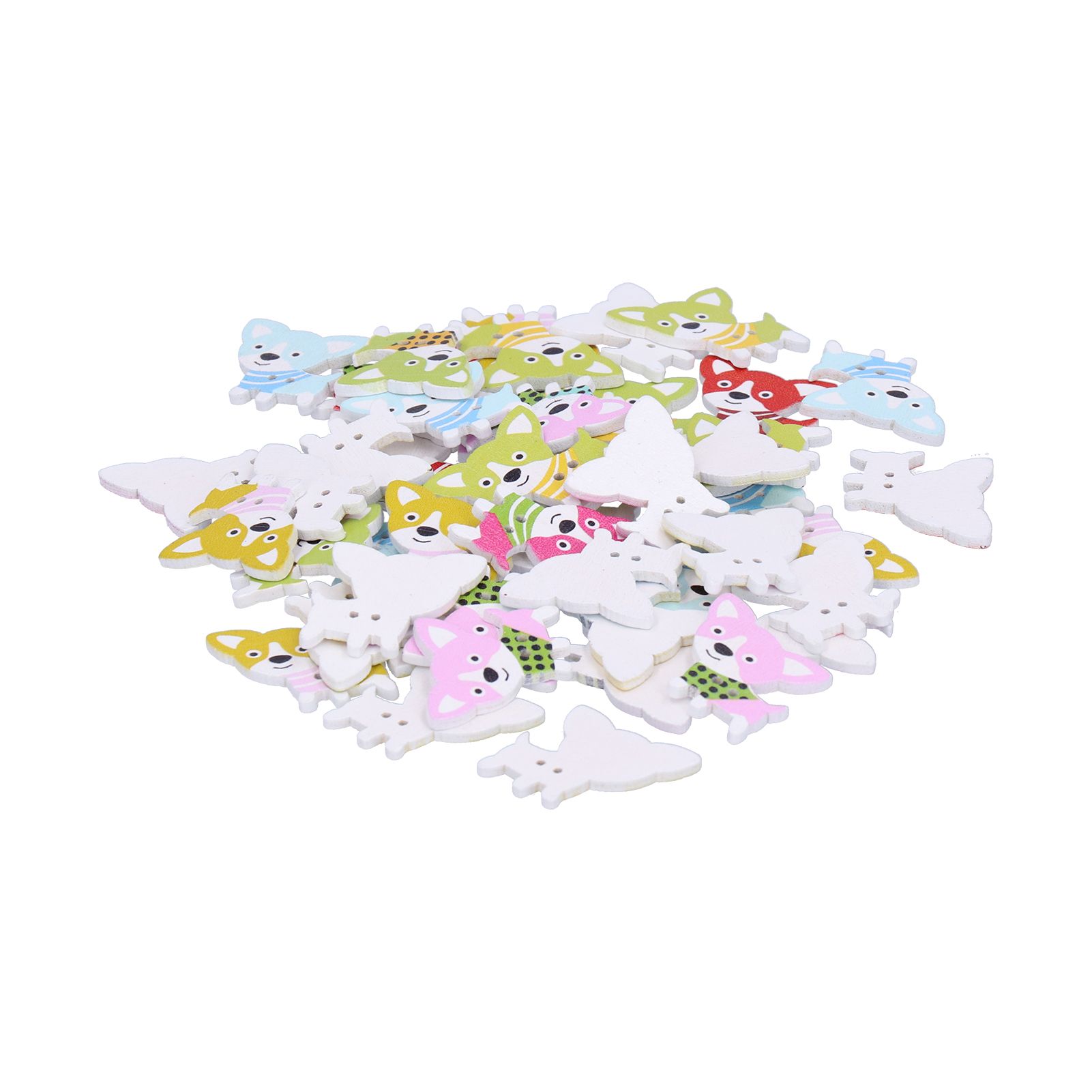 50Pcs Mixed Wooden Buttons Cartoon Dog Shape Button DIY HandSewn Clothes view 8