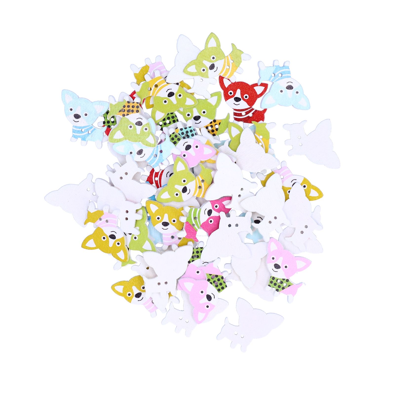 50Pcs Mixed Wooden Buttons Cartoon Dog Shape Button DIY HandSewn Clothes view 10