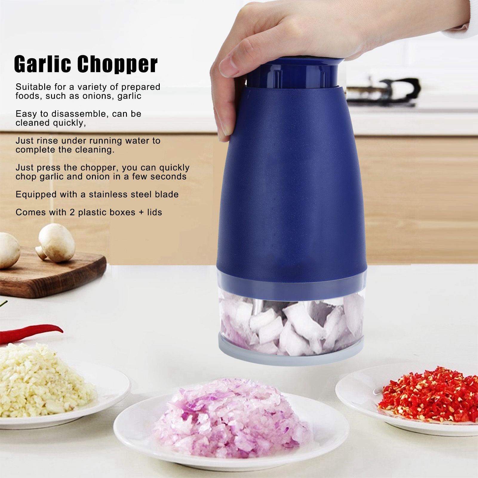 Manual Chopper Hand Press Garlic Ginger Garlic Chop Cutter Household with 2pcs view 15