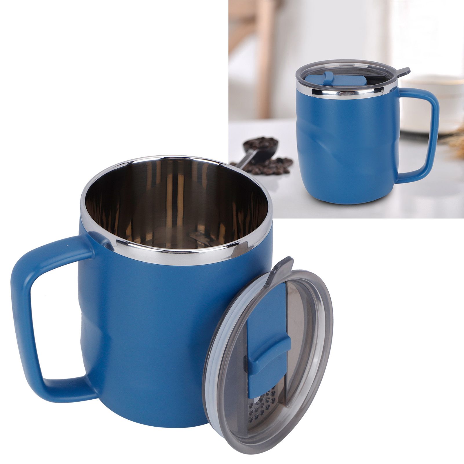 400ml Coffee Mug Stainless Steel Anti Scalding Water Cup with Lid for Home view 9
