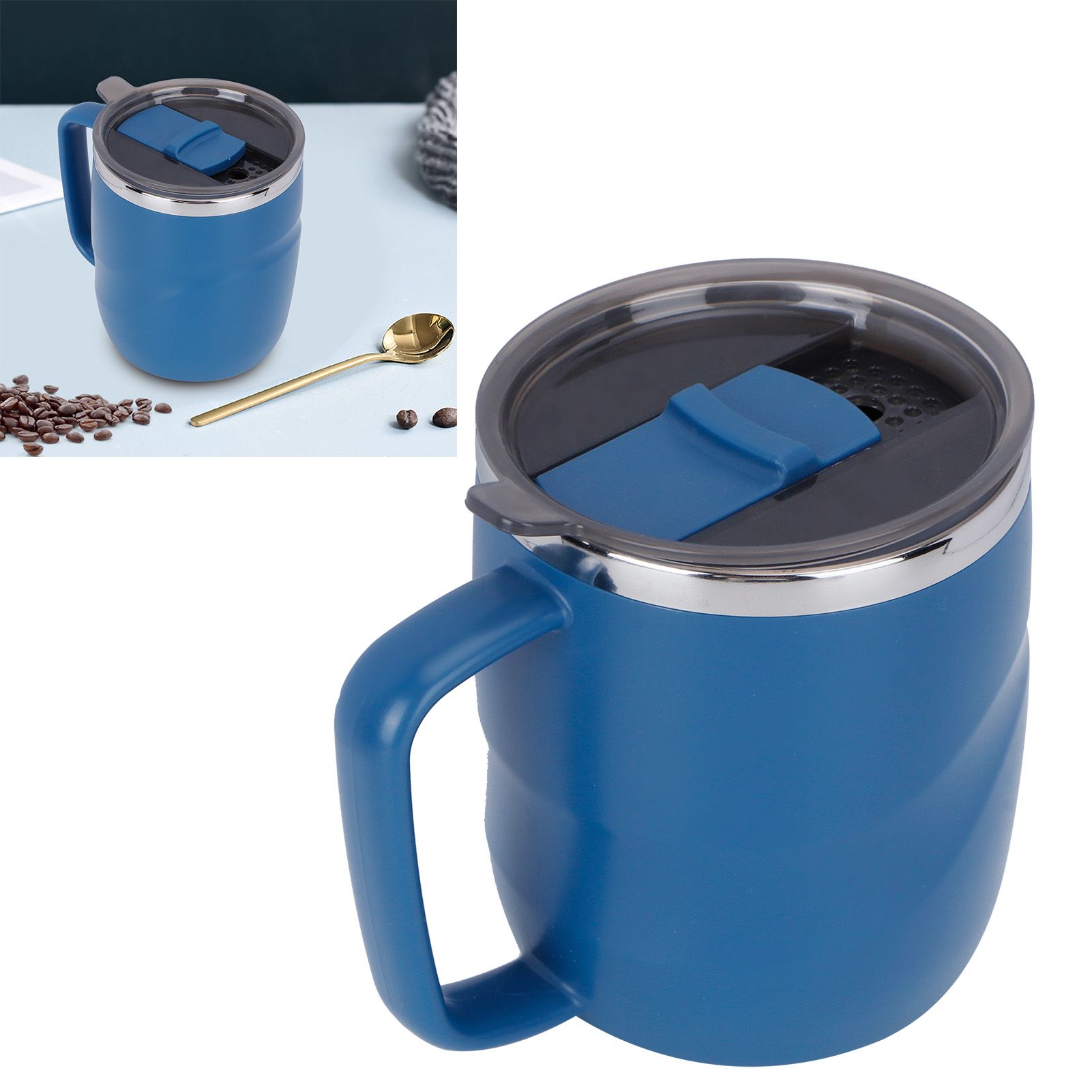 400ml Coffee Mug Stainless Steel Anti Scalding Water Cup with Lid for Home view 10