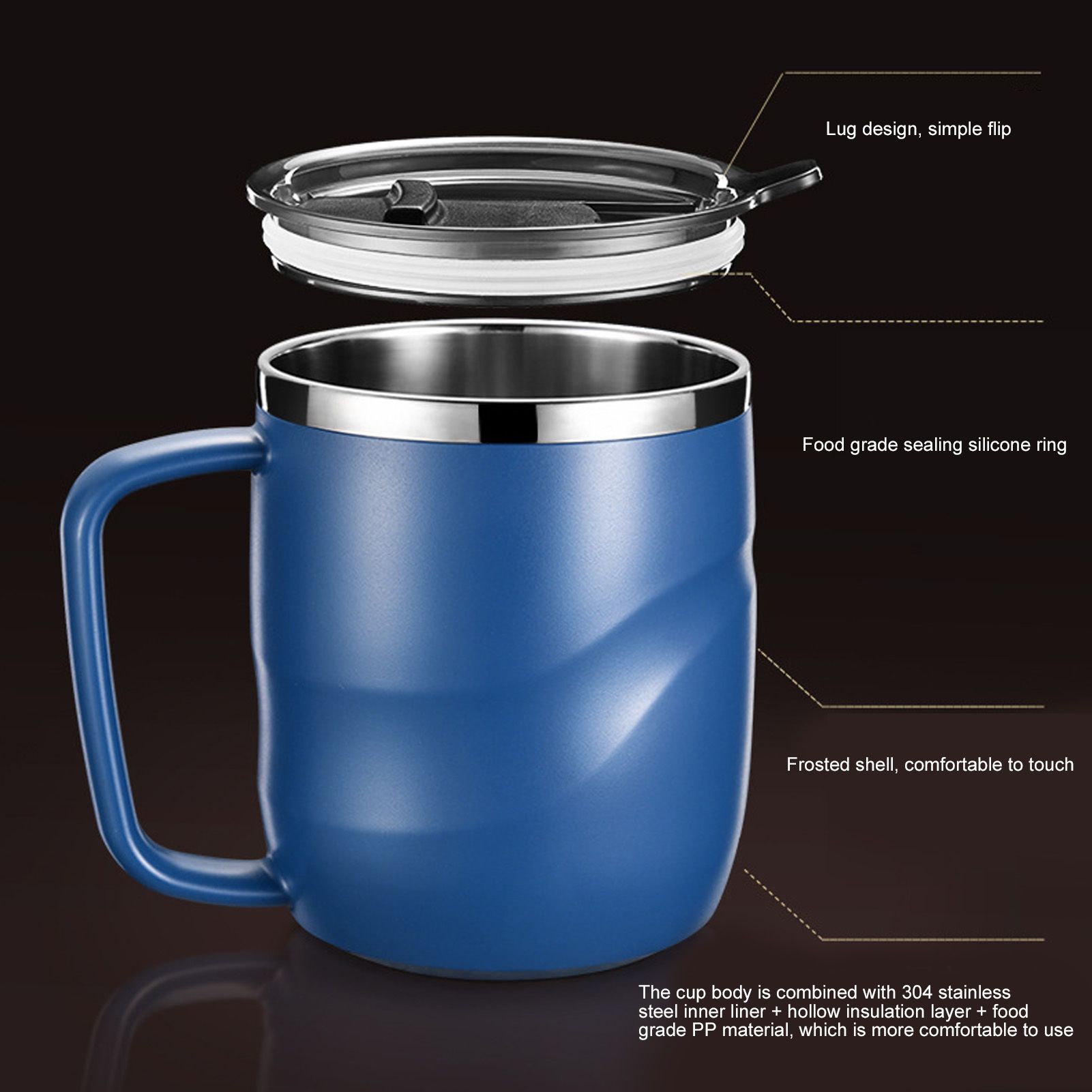 400ml Coffee Mug Stainless Steel Anti Scalding Water Cup with Lid for Home view 13