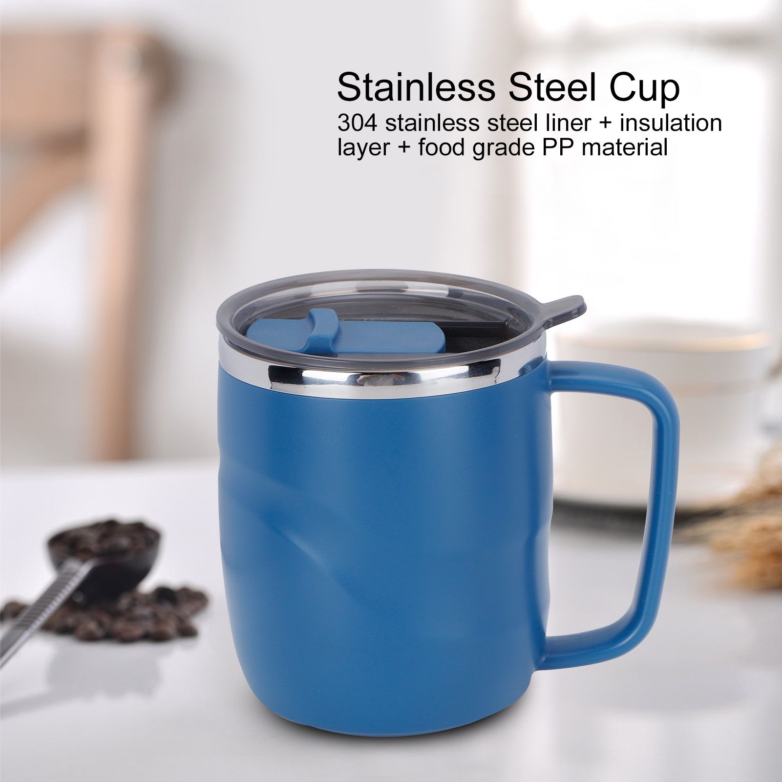 400ml Coffee Mug Stainless Steel Anti Scalding Water Cup with Lid for Home view 14
