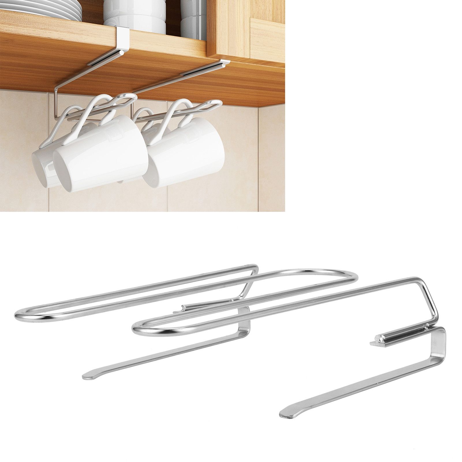 Under Shelf Wine Glass Rack 304 Stainless Steel Mounted Hanging Cup Drain view 9