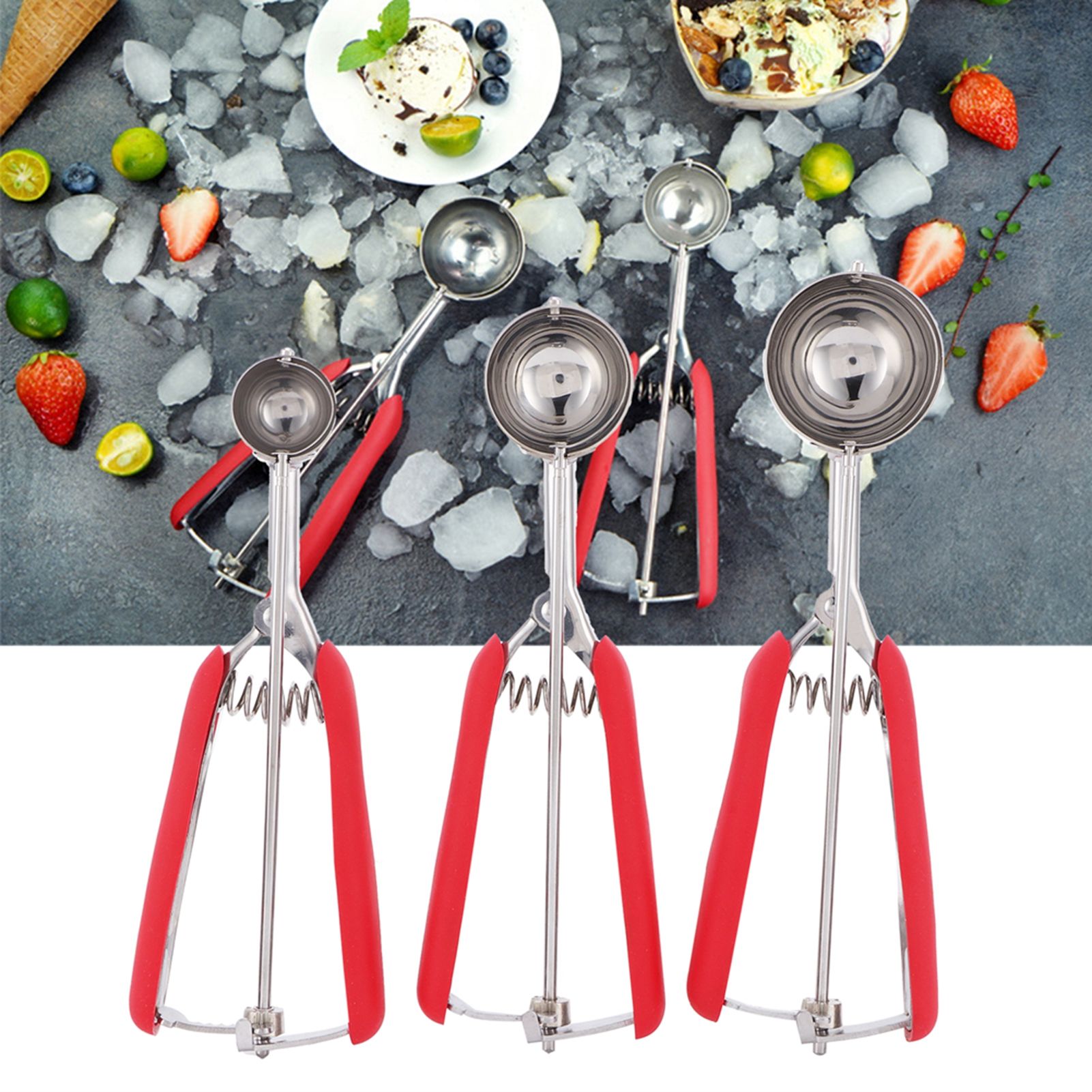 3PCS Ice Cream Scoop Cookies Scoop Set Stainless Steel Ice Cream Spoon view 10