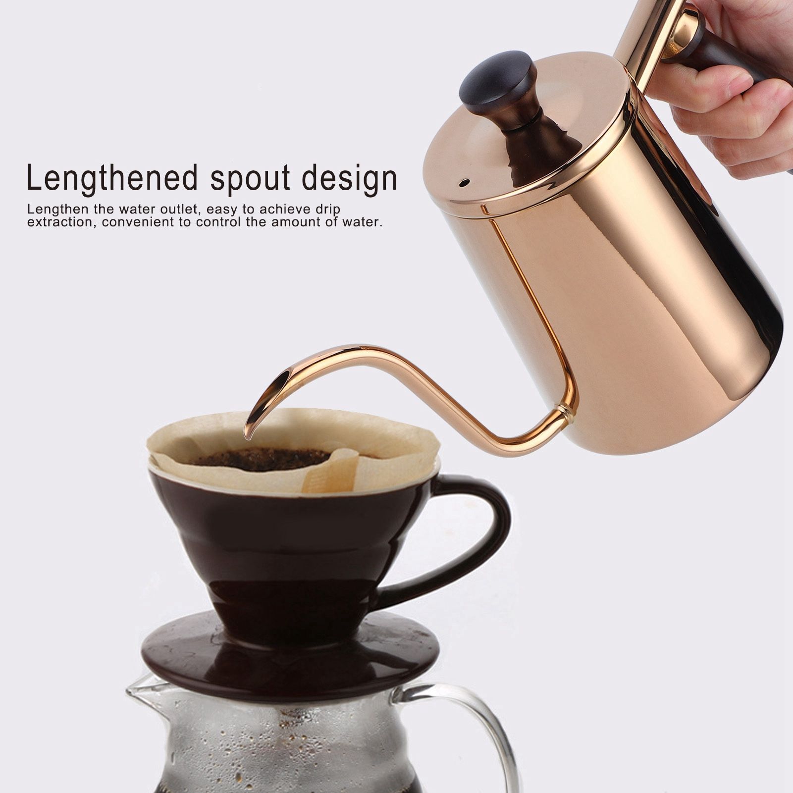 700ml Coffee Kettle 304 Stainless Steel Gooseneck Spout Coffee Drip Pot with view 14