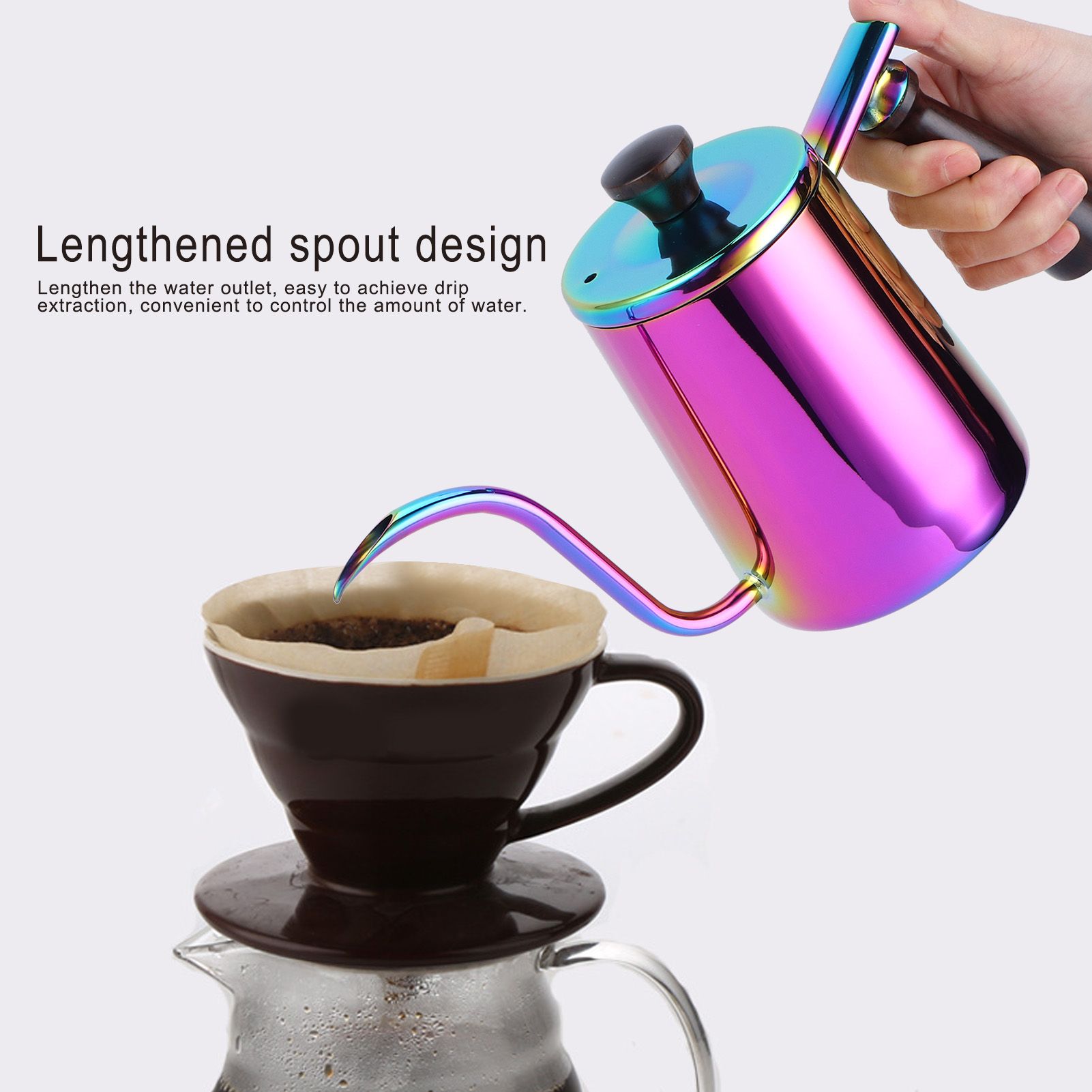 700ml Coffee Kettle 304 Stainless Steel Gooseneck Spout Coffee Drip Pot with view 14