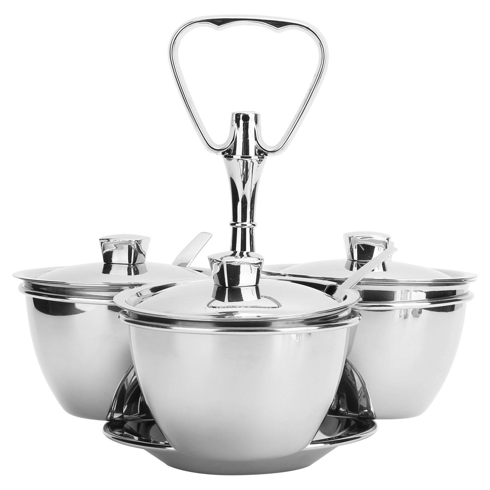 Spice Rack Kitchen Stainless Steel Seasoning Pots Condiment Set Rotating Spice view 2
