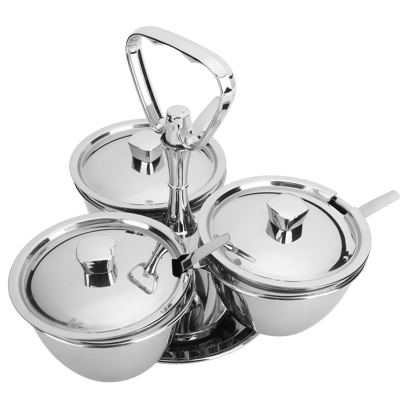 Spice Rack Kitchen Stainless Steel Seasoning Pots Condiment Set Rotating Spice view 3