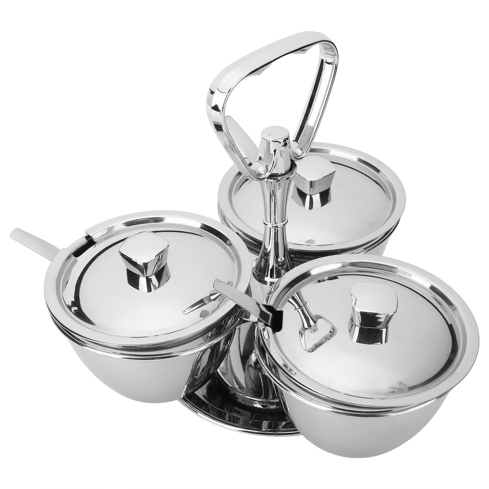 Spice Rack Kitchen Stainless Steel Seasoning Pots Condiment Set Rotating Spice view 4