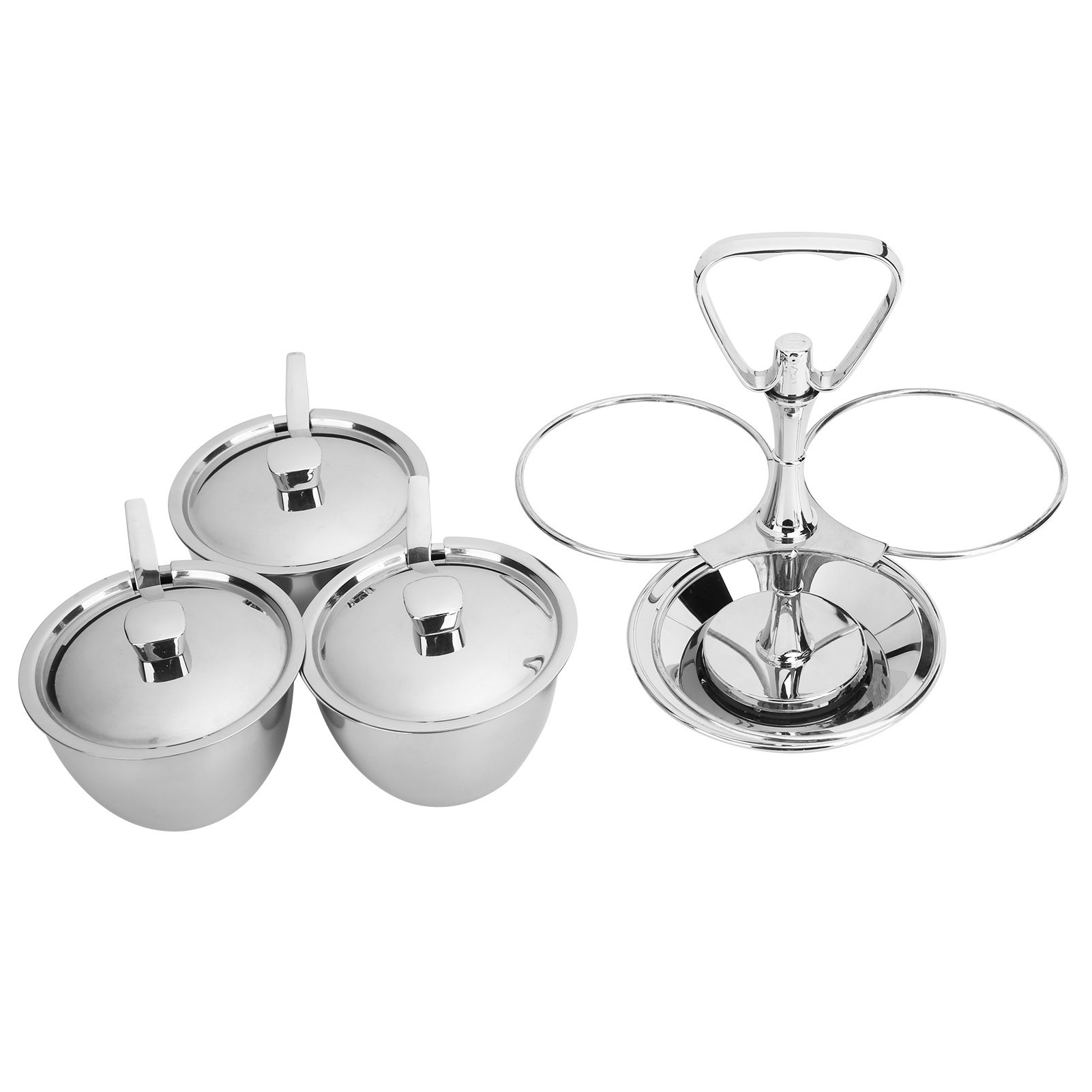 Spice Rack Kitchen Stainless Steel Seasoning Pots Condiment Set Rotating Spice view 5