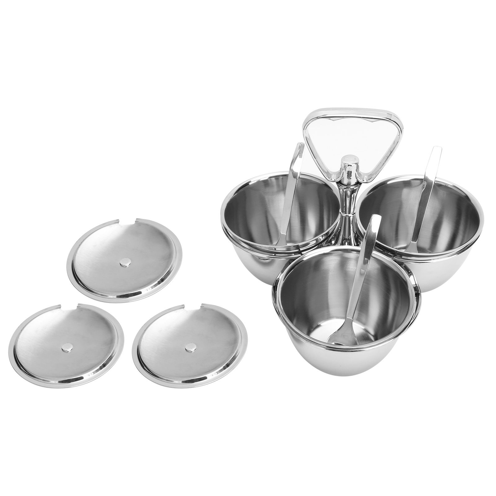 Spice Rack Kitchen Stainless Steel Seasoning Pots Condiment Set Rotating Spice view 6