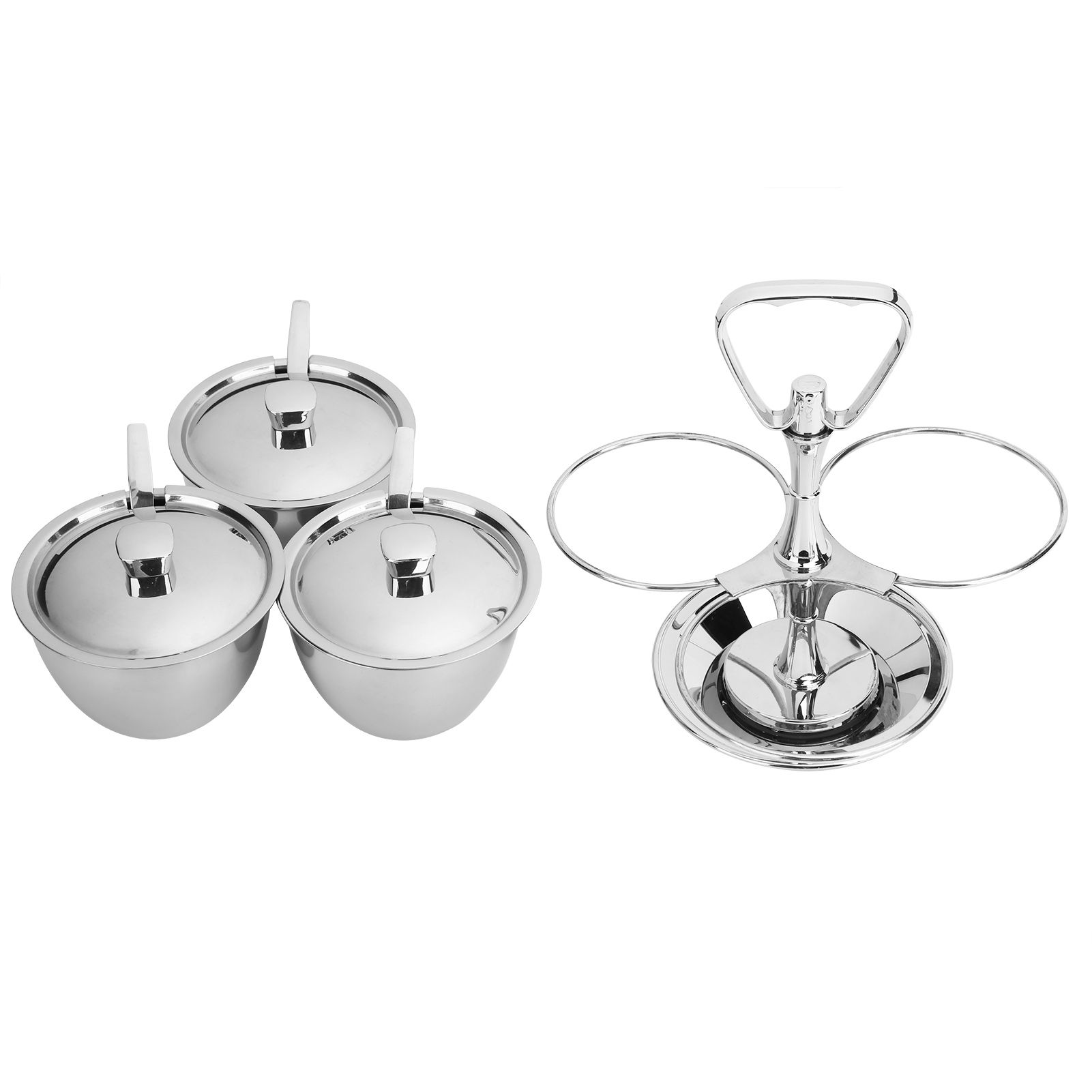 Spice Rack Kitchen Stainless Steel Seasoning Pots Condiment Set Rotating Spice view 7