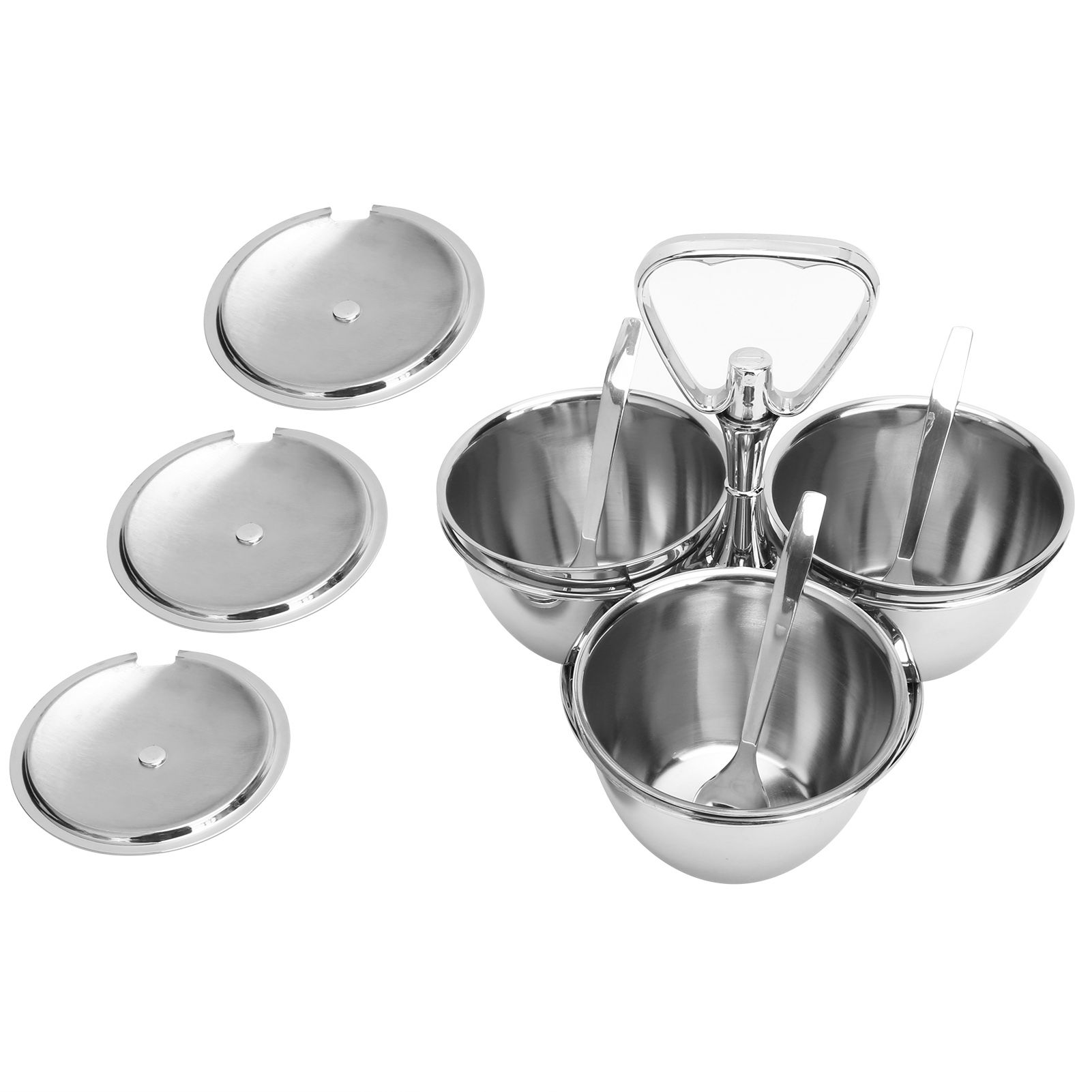 Spice Rack Kitchen Stainless Steel Seasoning Pots Condiment Set Rotating Spice view 8
