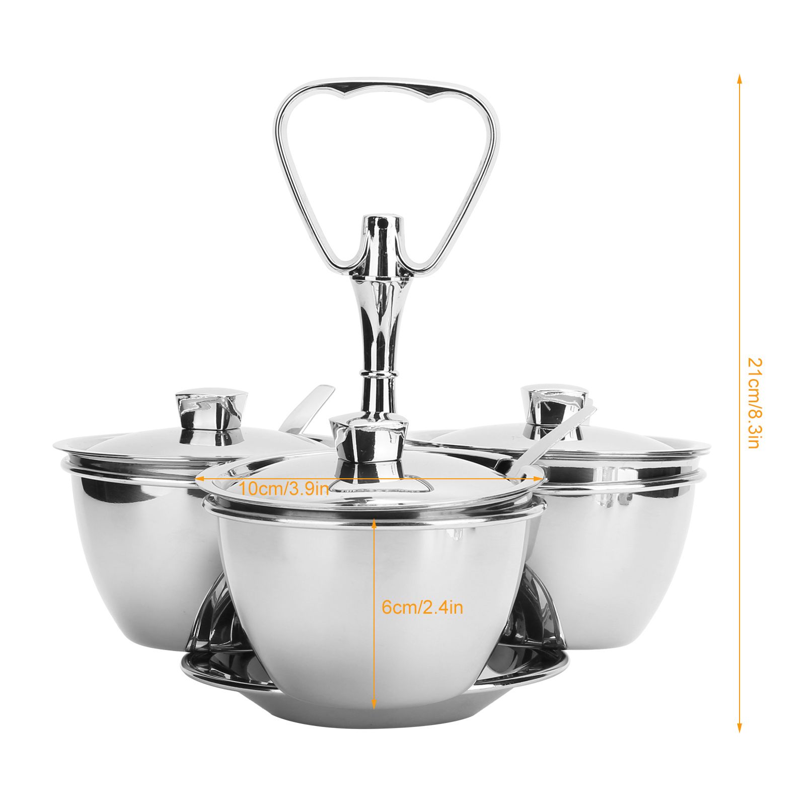 Spice Rack Kitchen Stainless Steel Seasoning Pots Condiment Set Rotating Spice view 14