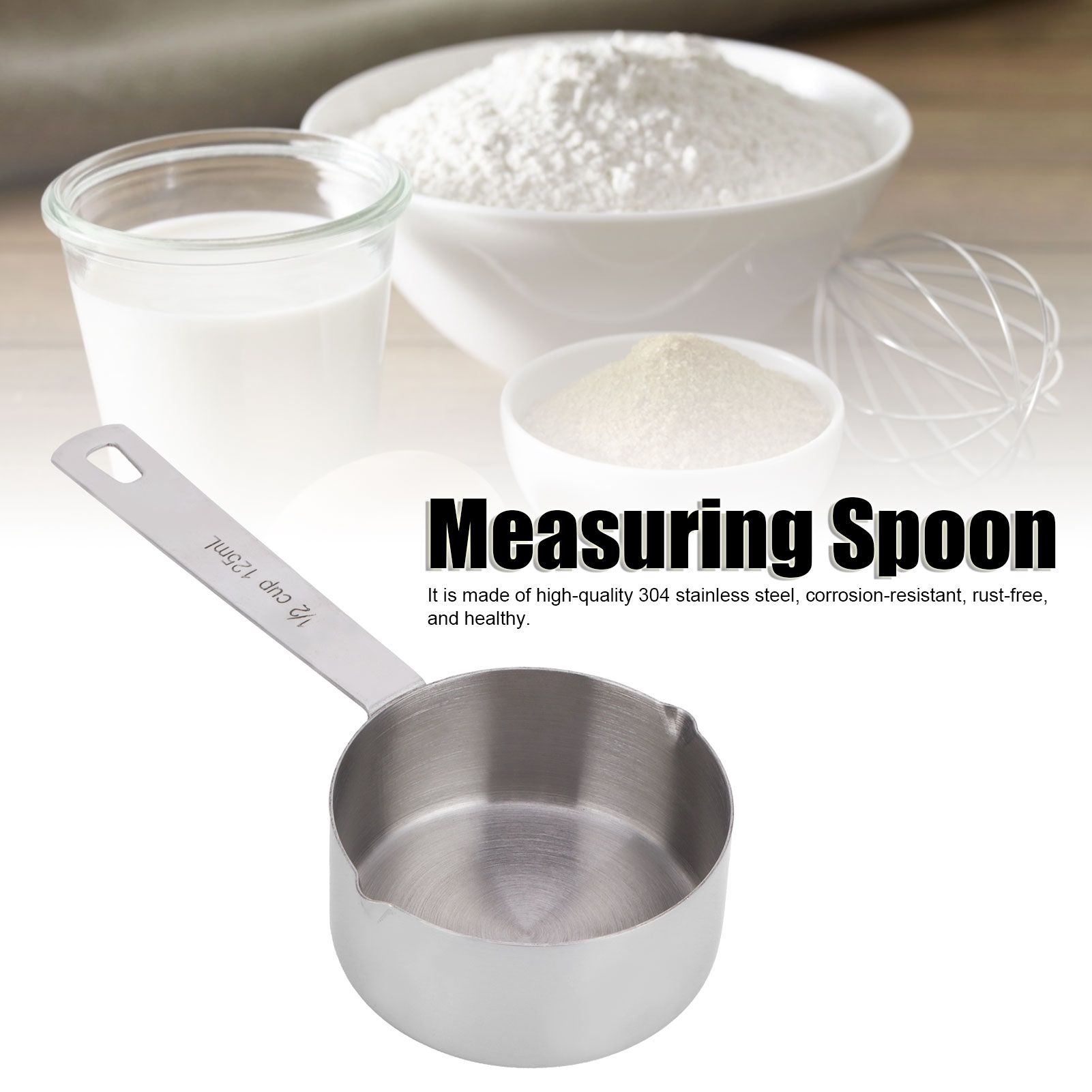 Baking Measuring Spoon 304 Stainless Steel Measuring Cup Scoop with Scales view 15