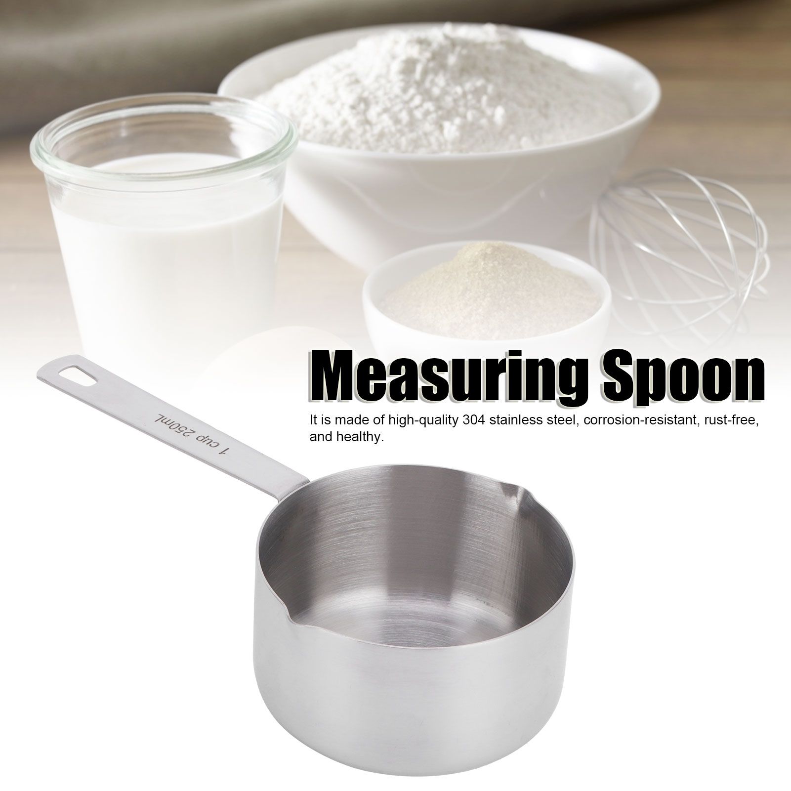 Baking Measuring Spoon 304 Stainless Steel Measuring Cup Scoop with Scales view 15
