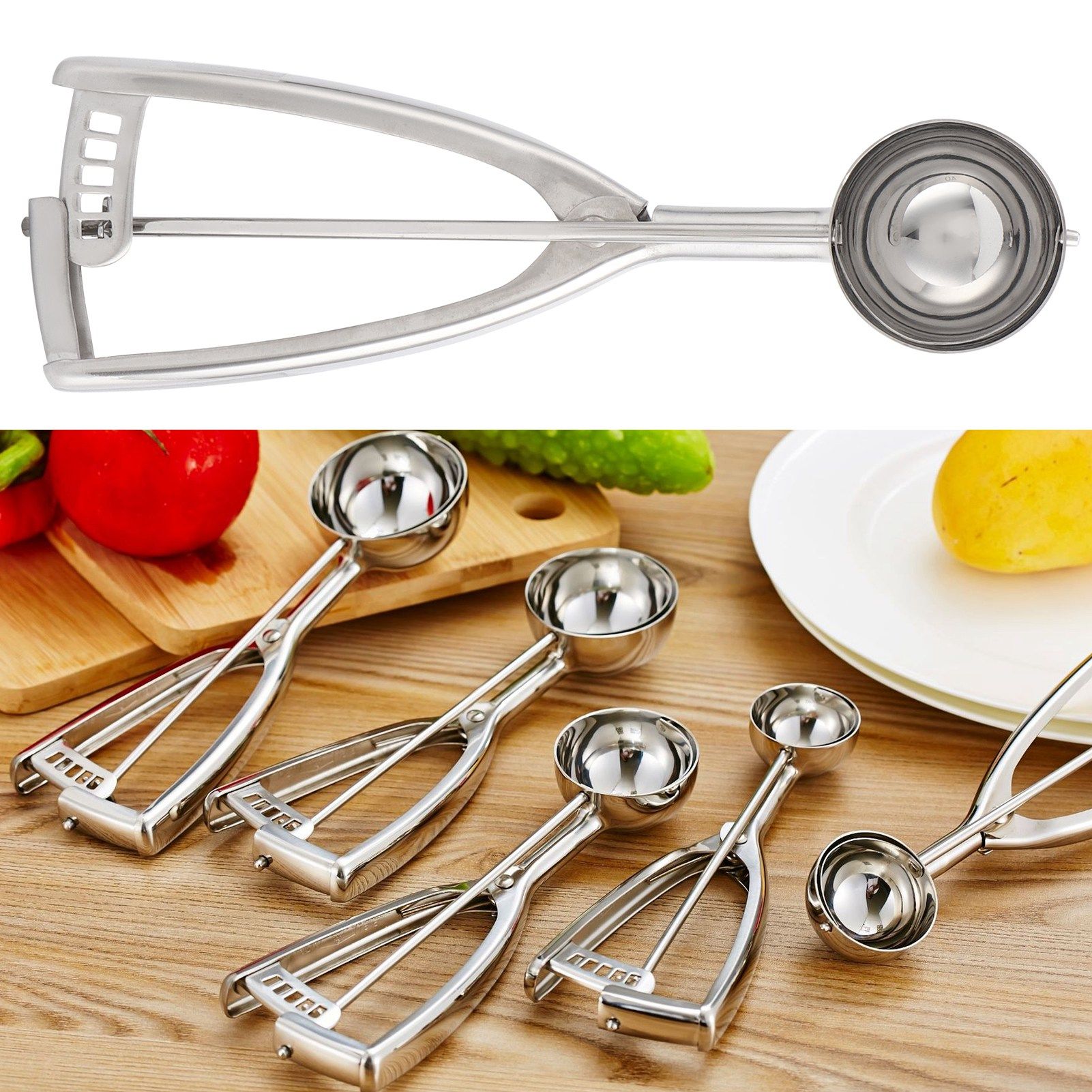 Ice Cream Spoon Multi Function 304 Stainless Steel Fruit Melon Meat Scoop view 9