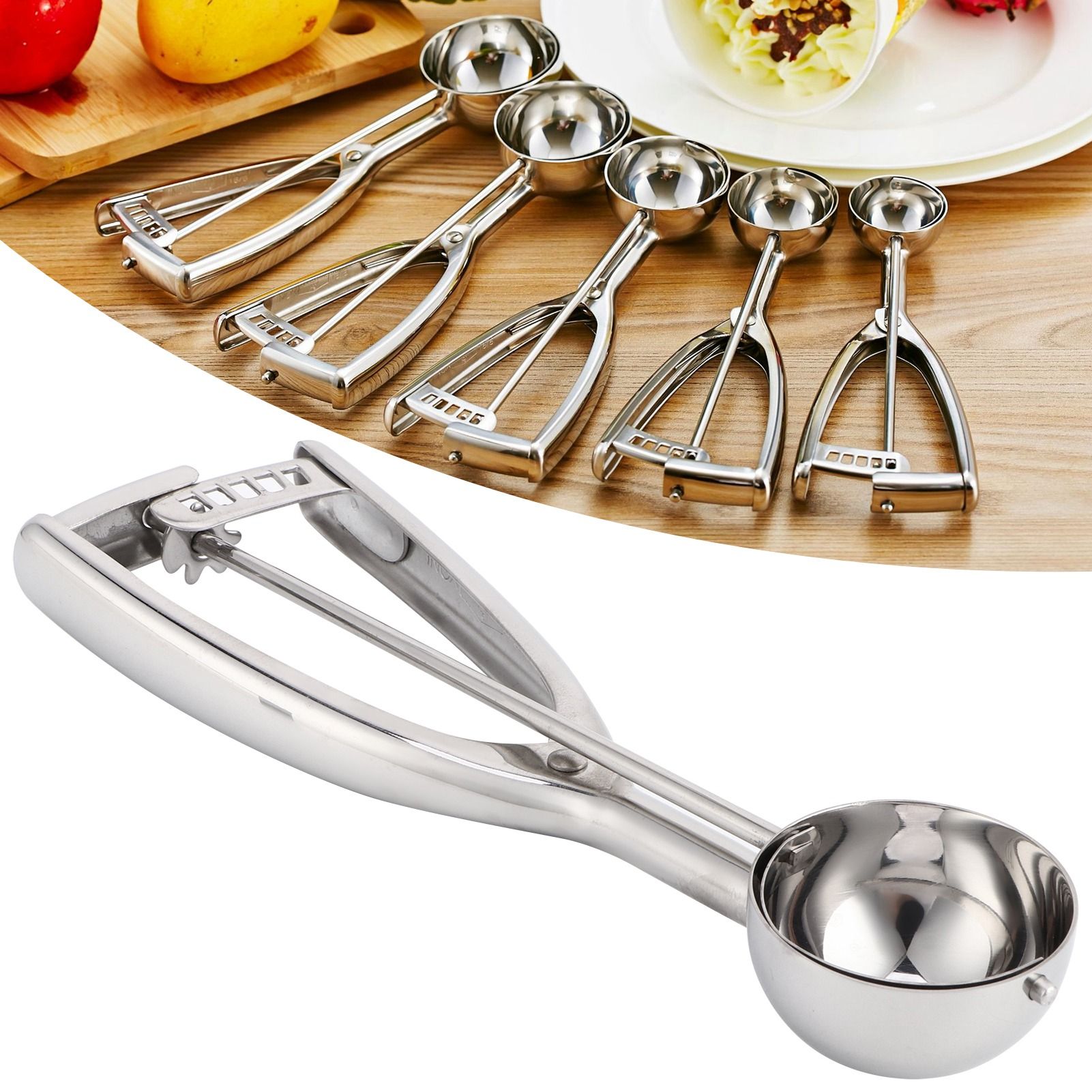 Ice Cream Spoon Multi Function 304 Stainless Steel Fruit Melon Meat Scoop view 10