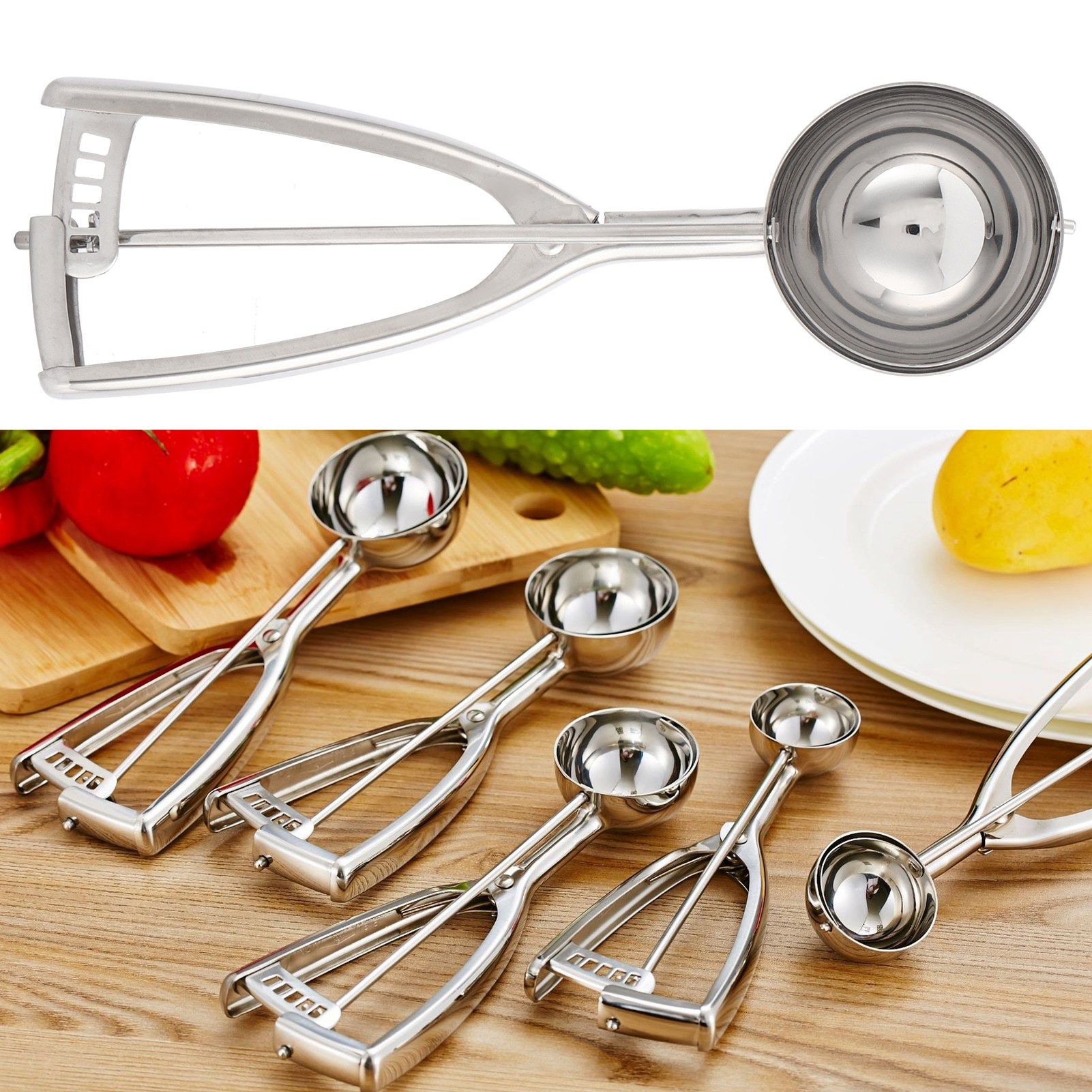 Ice Cream Spoon Multi Function 304 Stainless Steel Fruit Melon Meat Scoop view 9