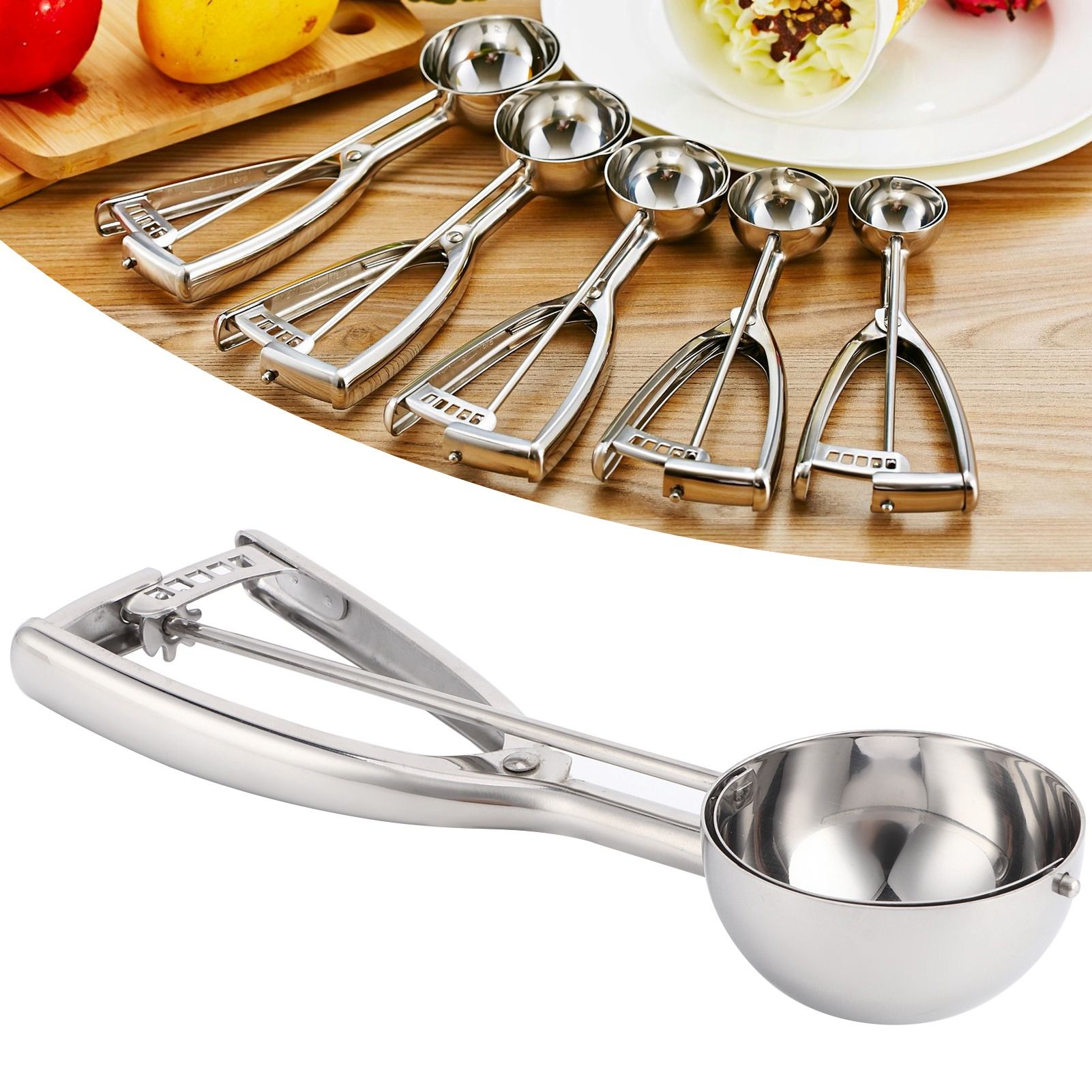 Ice Cream Spoon Multi Function 304 Stainless Steel Fruit Melon Meat Scoop view 10