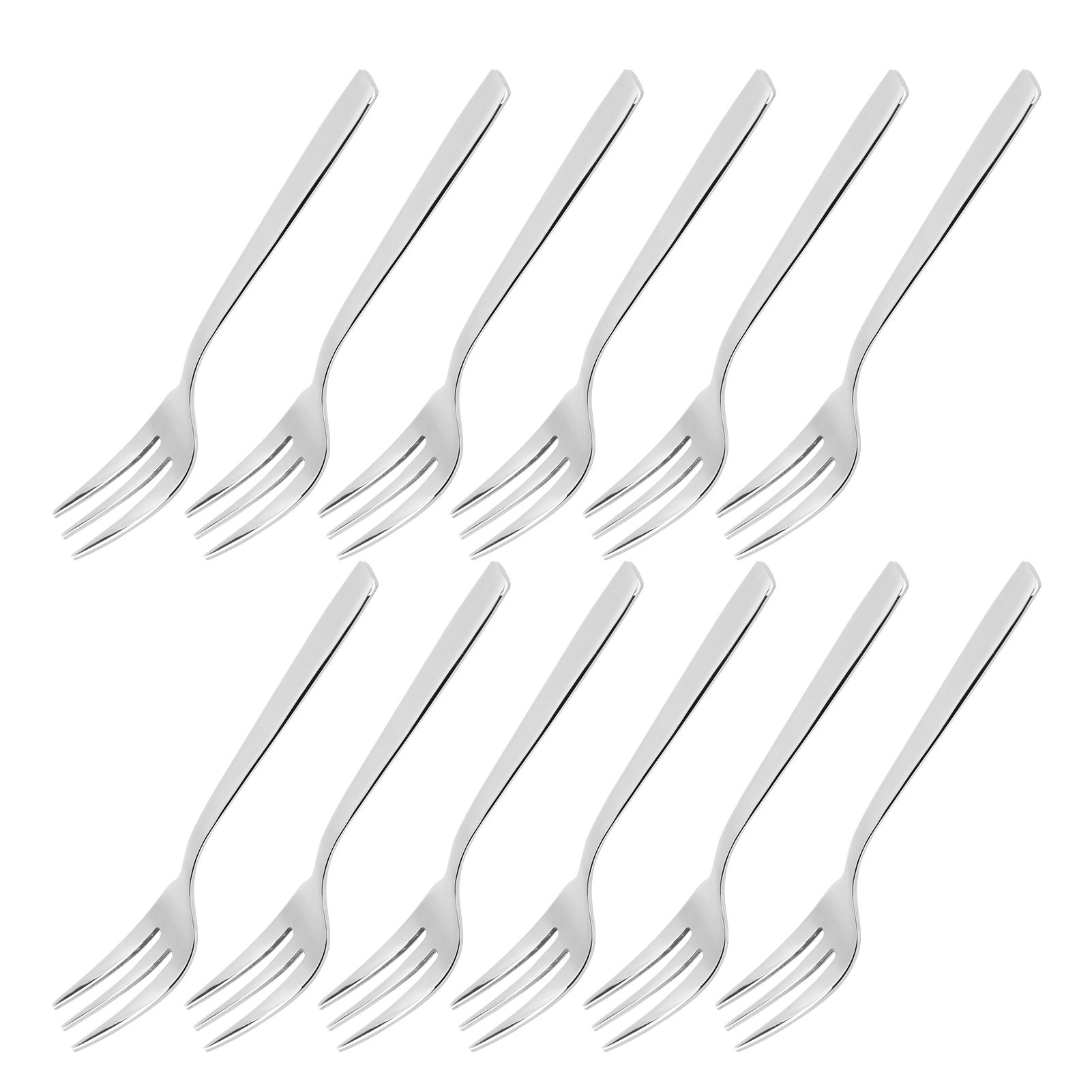 12Pcs Stainless Steel Forks Multifunctional Tasting Appetizer Cake Dessert view 8