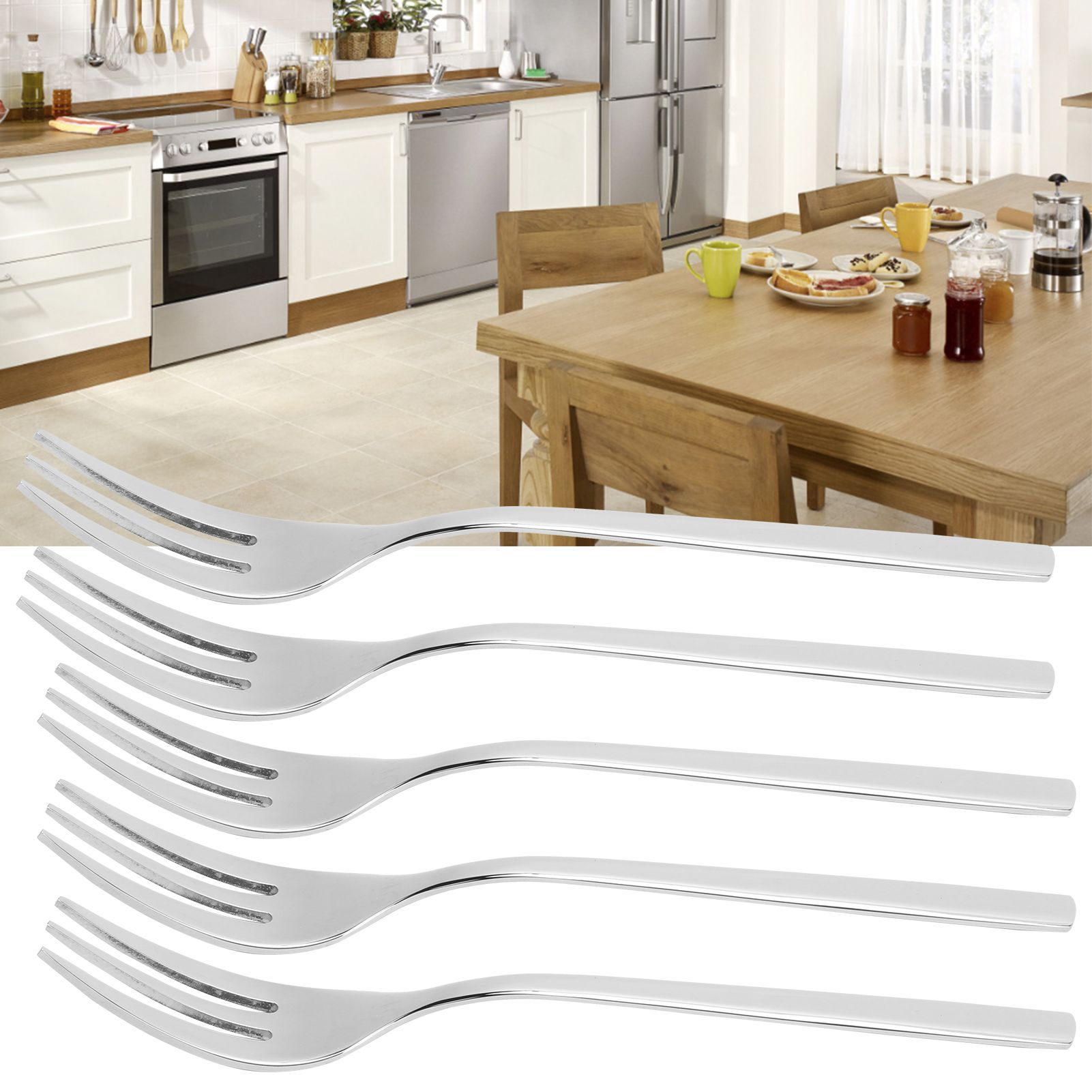 12Pcs Stainless Steel Forks Multifunctional Tasting Appetizer Cake Dessert view 10