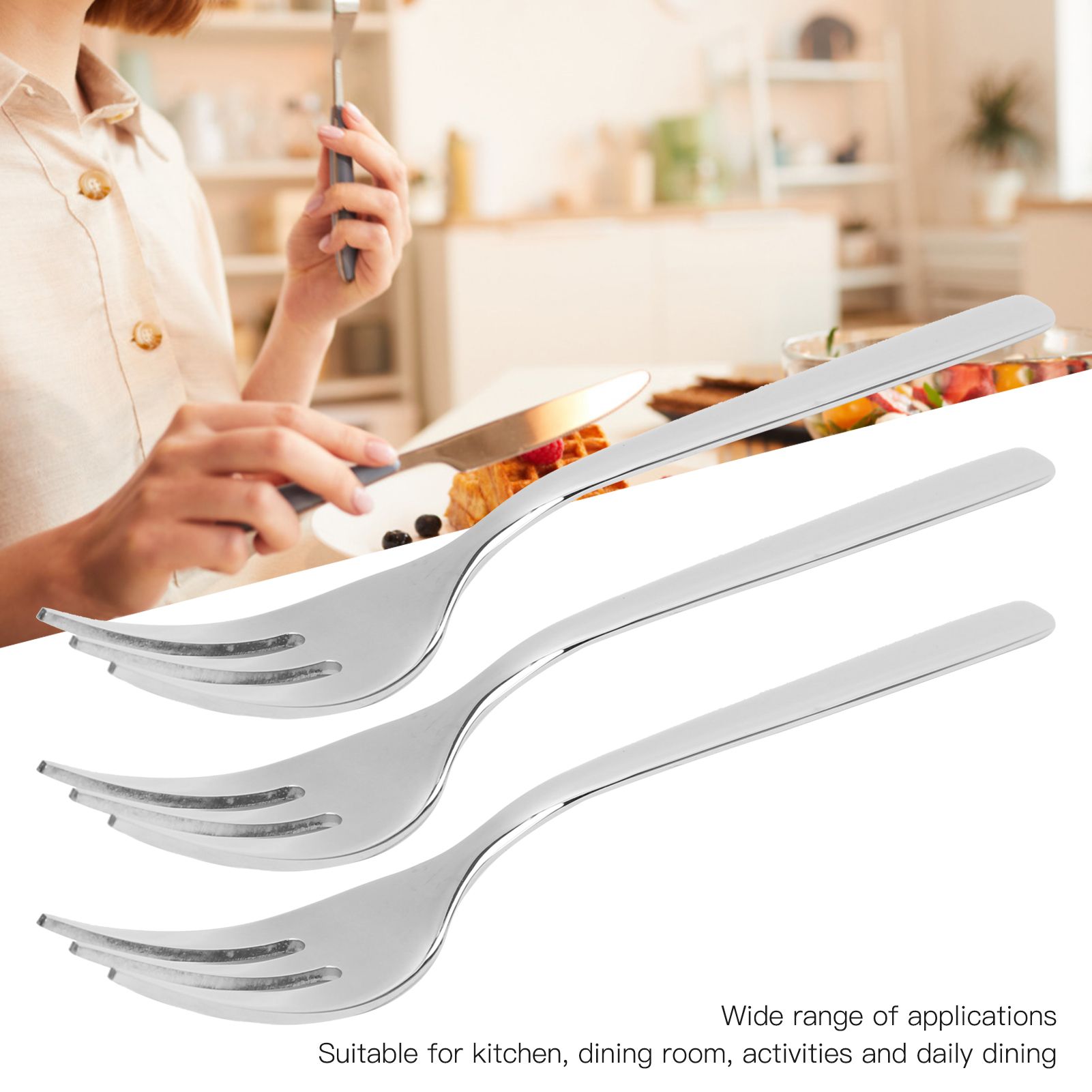 12Pcs Stainless Steel Forks Multifunctional Tasting Appetizer Cake Dessert view 15