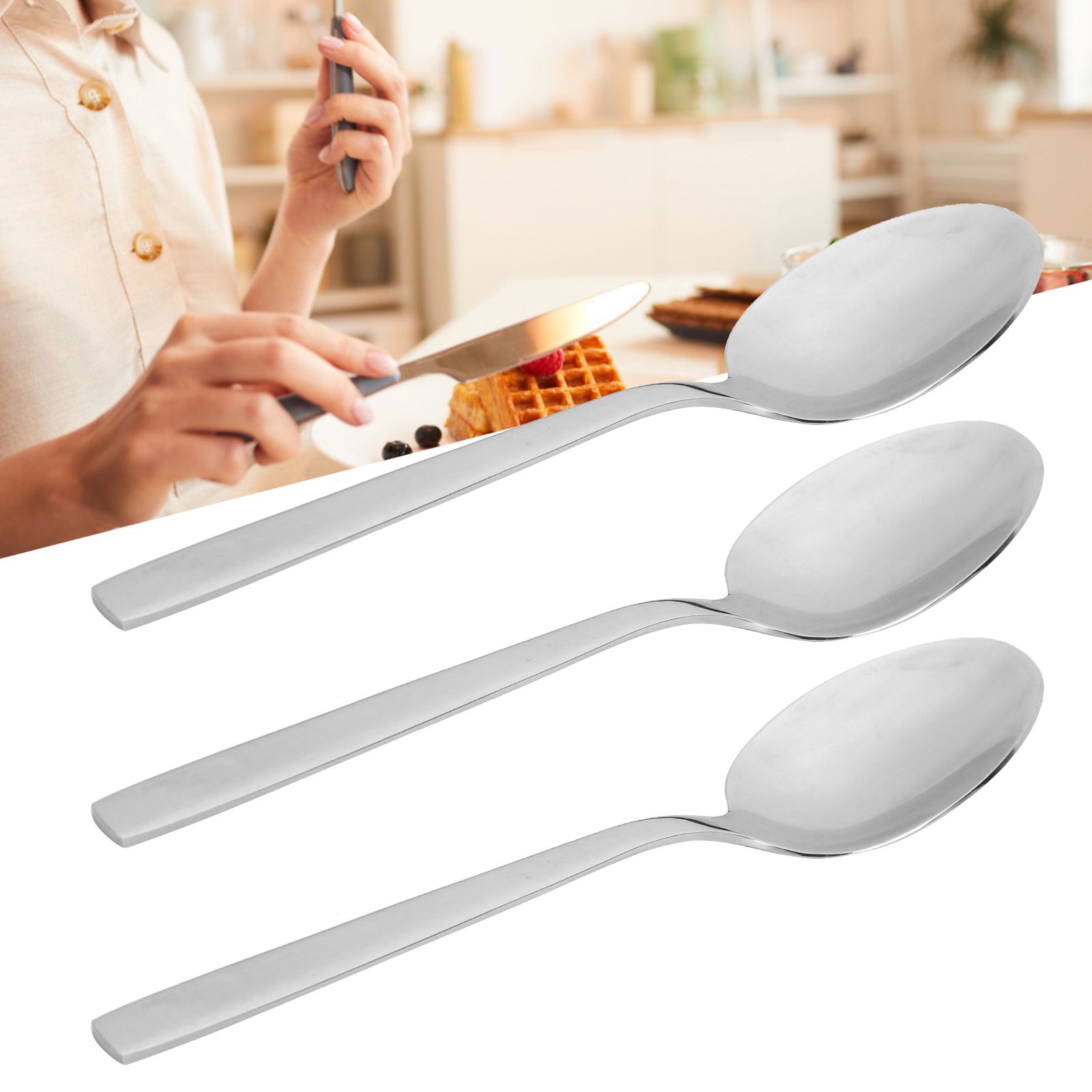 12Pcs Long Handle Dessert Spoon 316 Stainless Steel Soup Coffee Stirring Spoon view 10